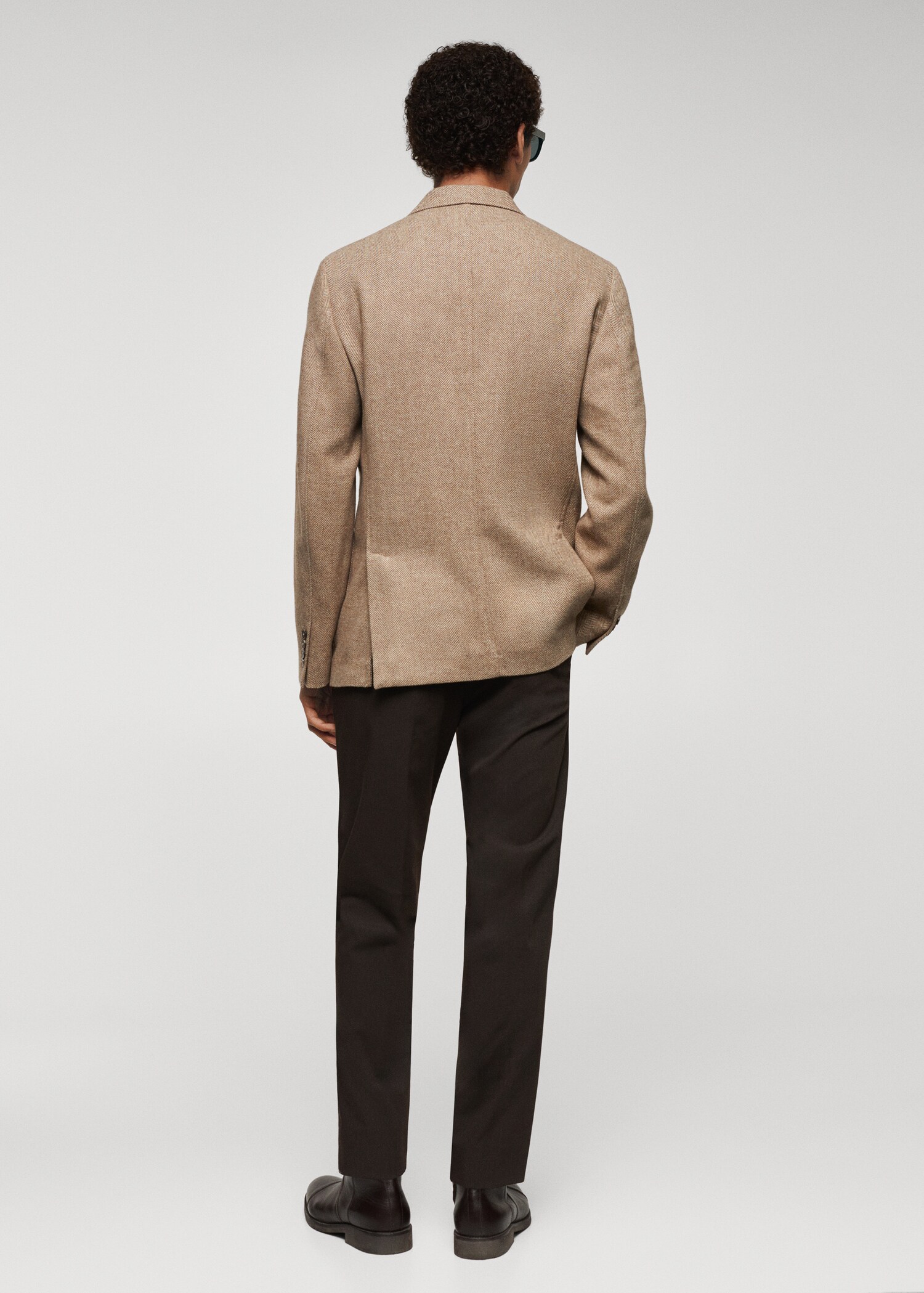 Slim-fit herringbone wool suit jacket - Reverse of the article