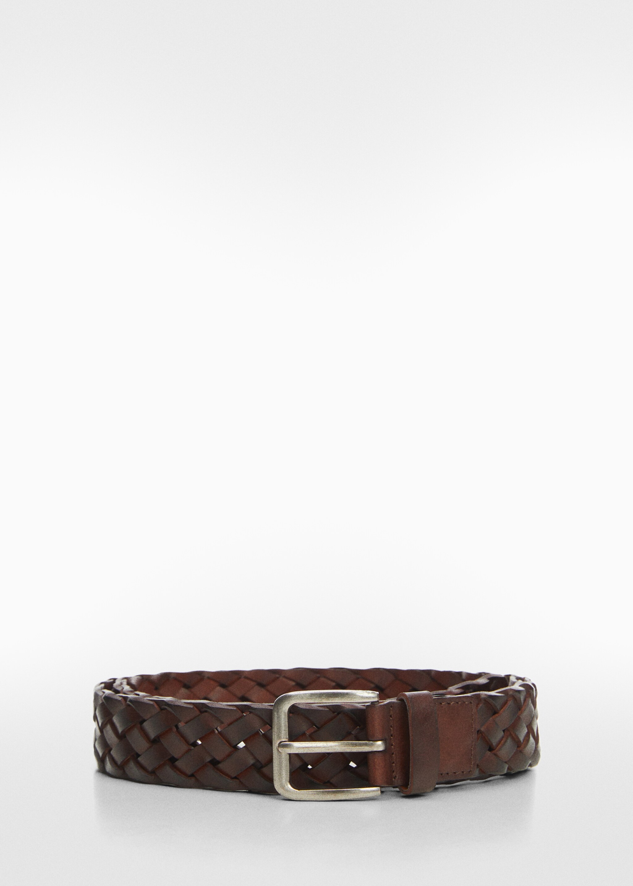 Braided leather belt - Article without model, Brown. Ref: 67020643-00.