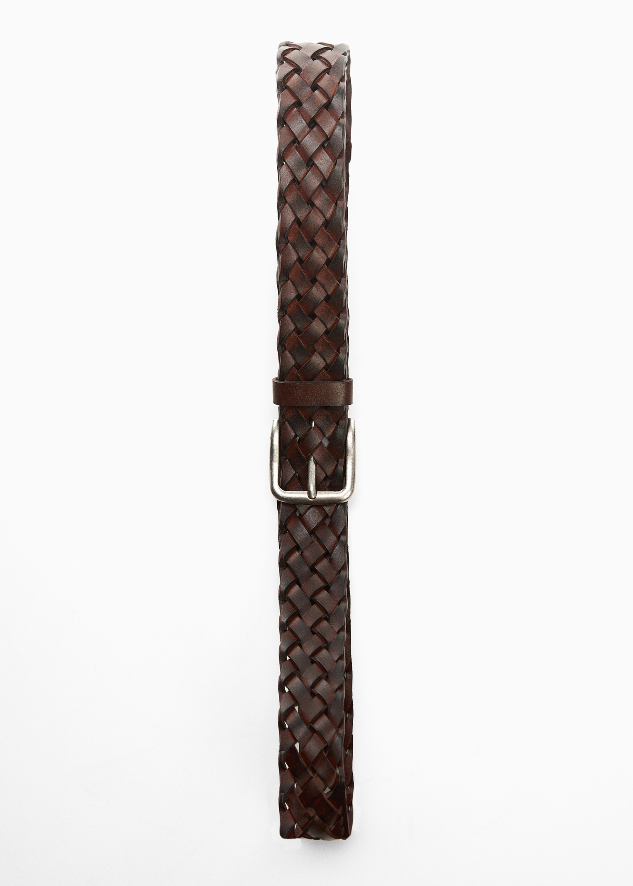 Braided leather belt - Details of the article 2, Brown. Ref: 67020643-00.