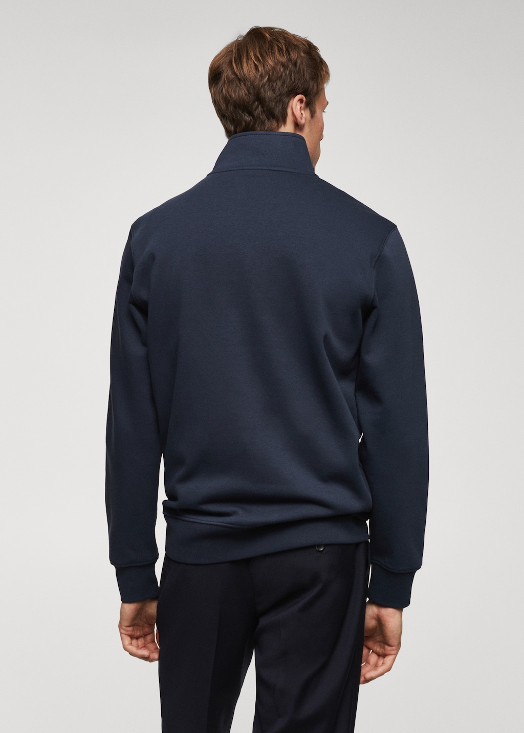 Cotton sweatshirt with zipper neck - Men | MANGO OUTLET USA