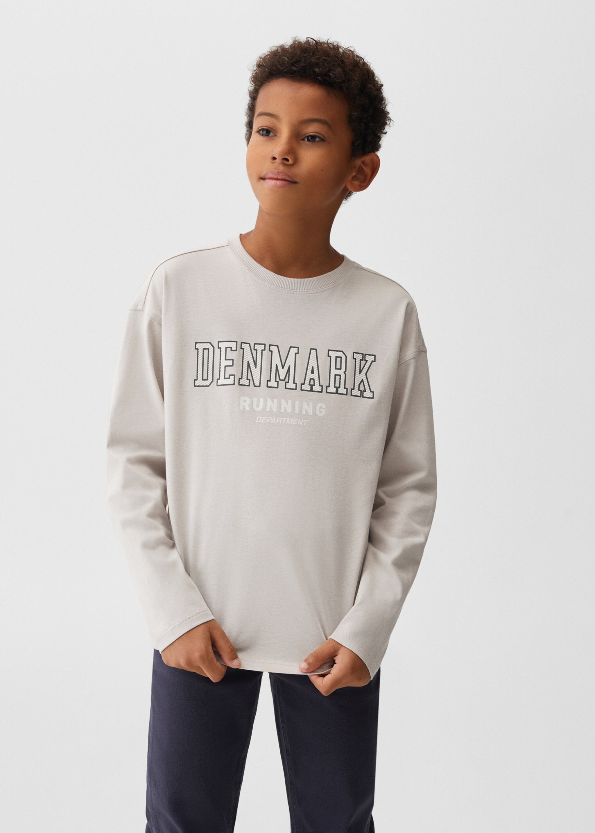 Langärmliges Print-T-Shirt - Mittlere Ansicht, Eisgrau. Ref: 67020655-00.