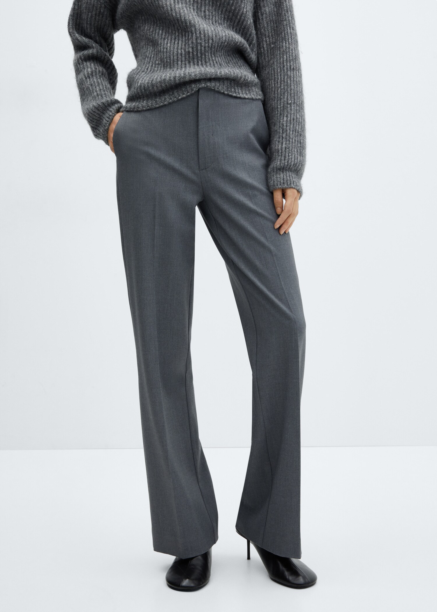 Straight-fit long trousers - Medium plane