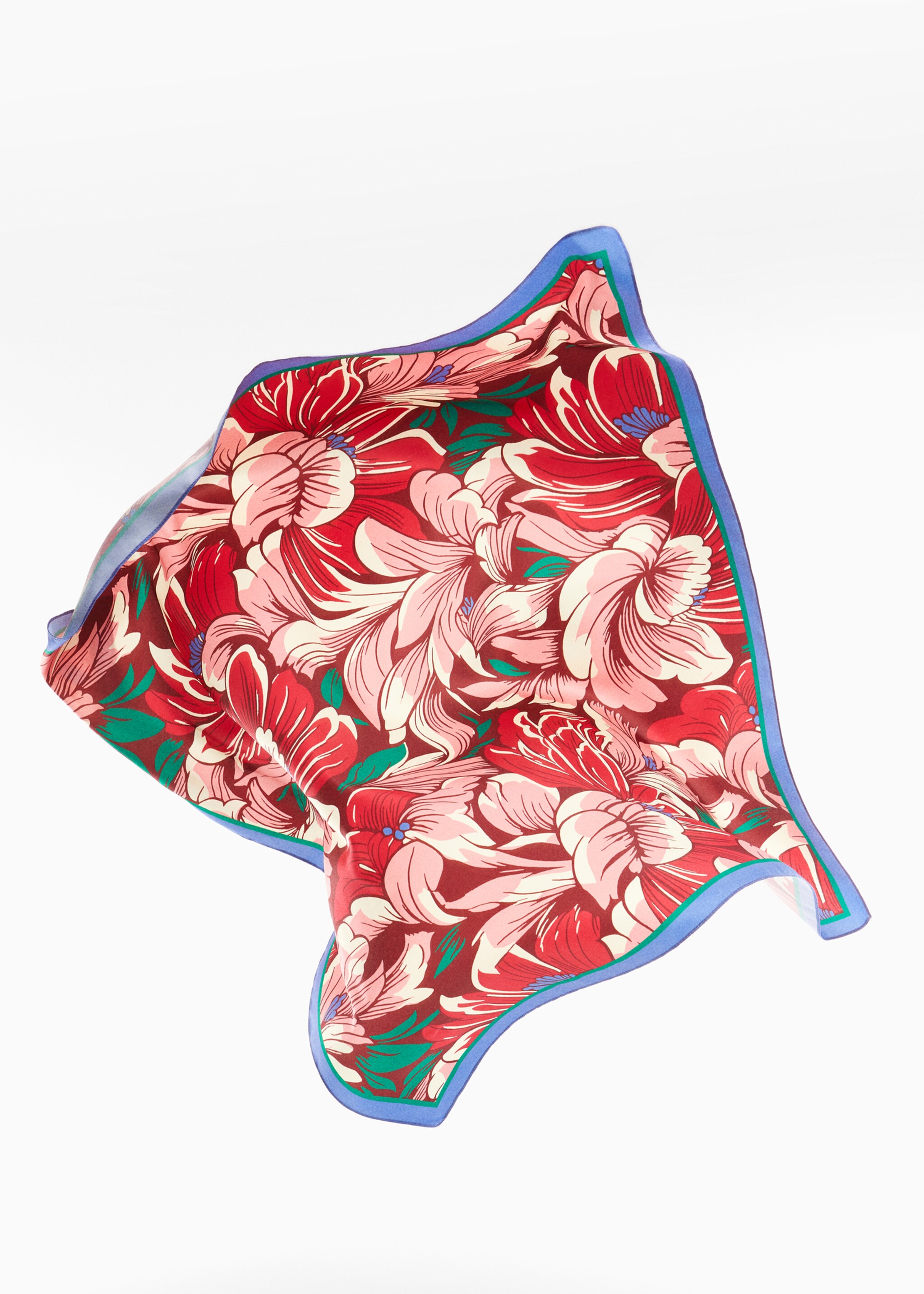 Floral print scarf - Details of the article 5, Burgundy. Ref: 67022923-00.