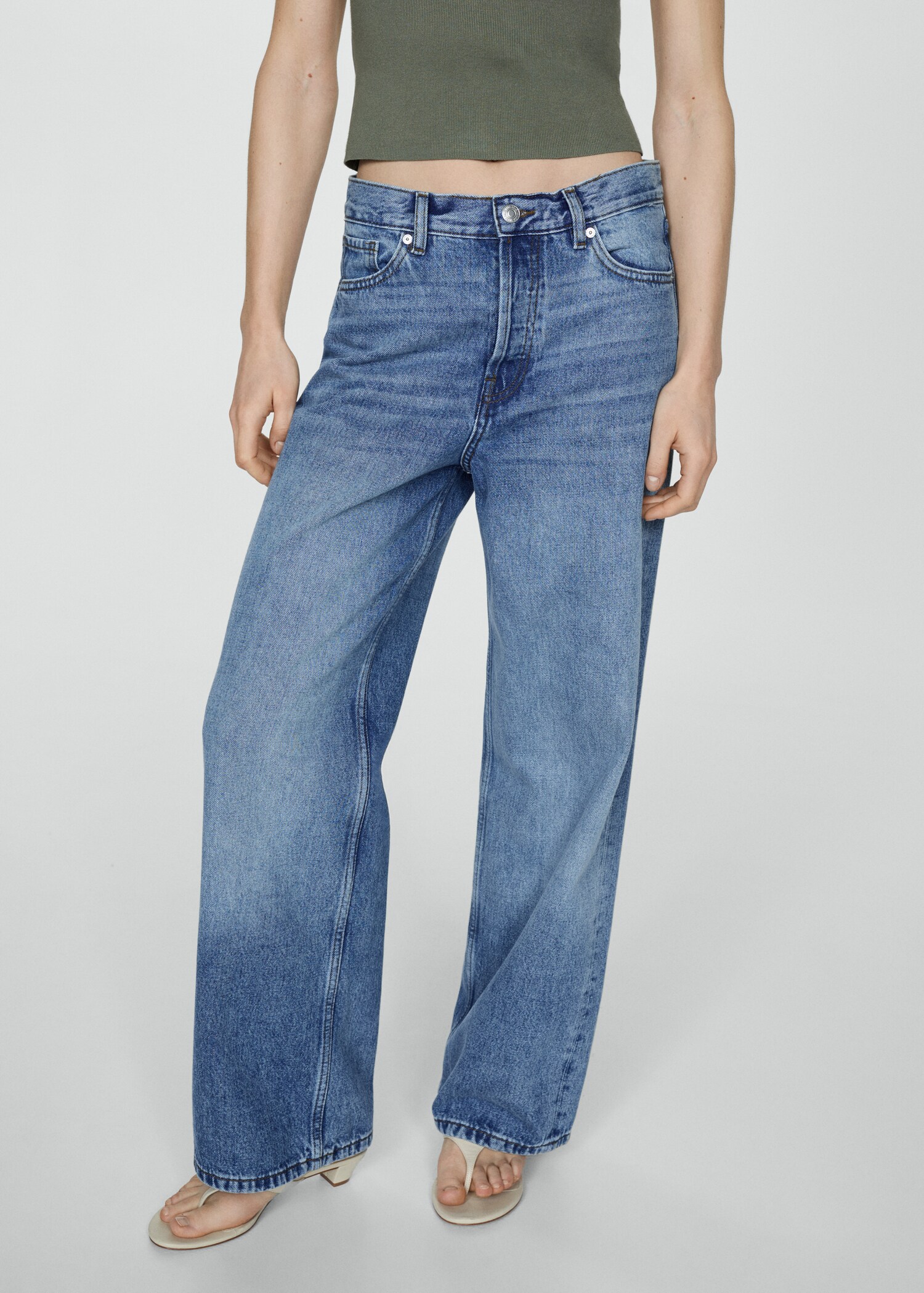 Loose-Wideleg-Jeans mit mittlerer Bundhöhe - Mittlere Ansicht