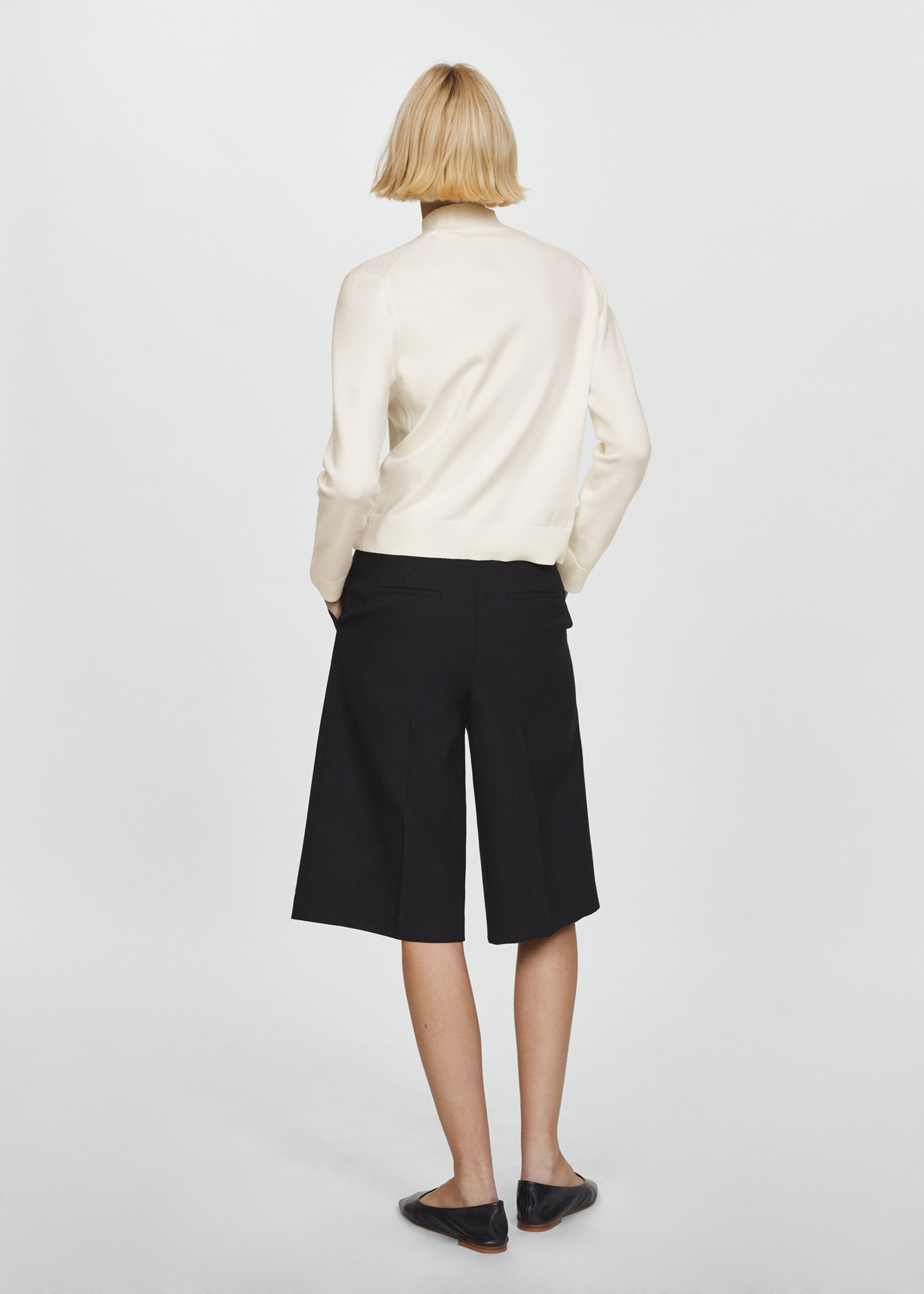 Knitted sweater with perkins neck - Reverse of the article, Ecru. Ref: 67023271-00.