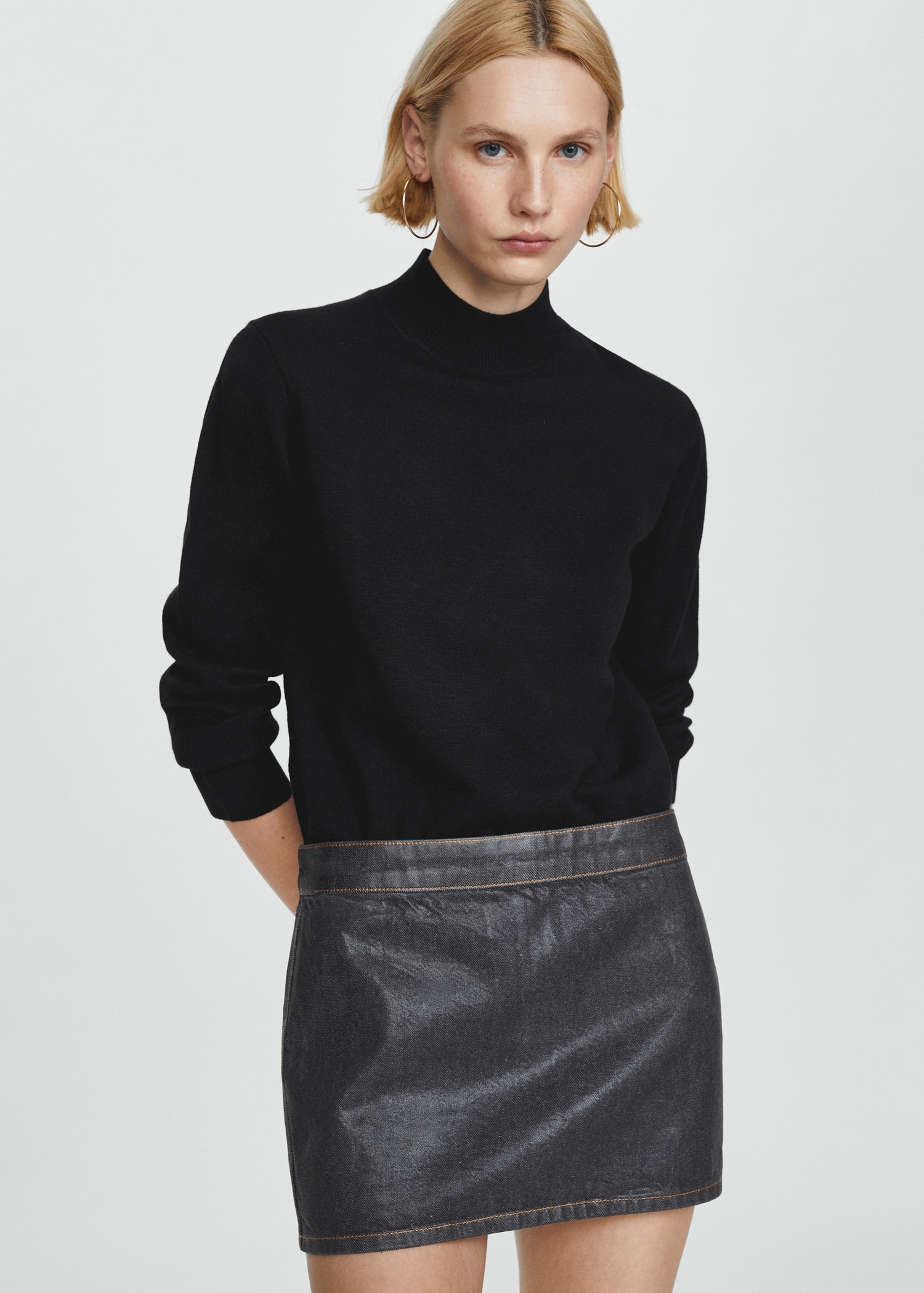 Knitted sweater with perkins neck Women MANGO OUTLET USA