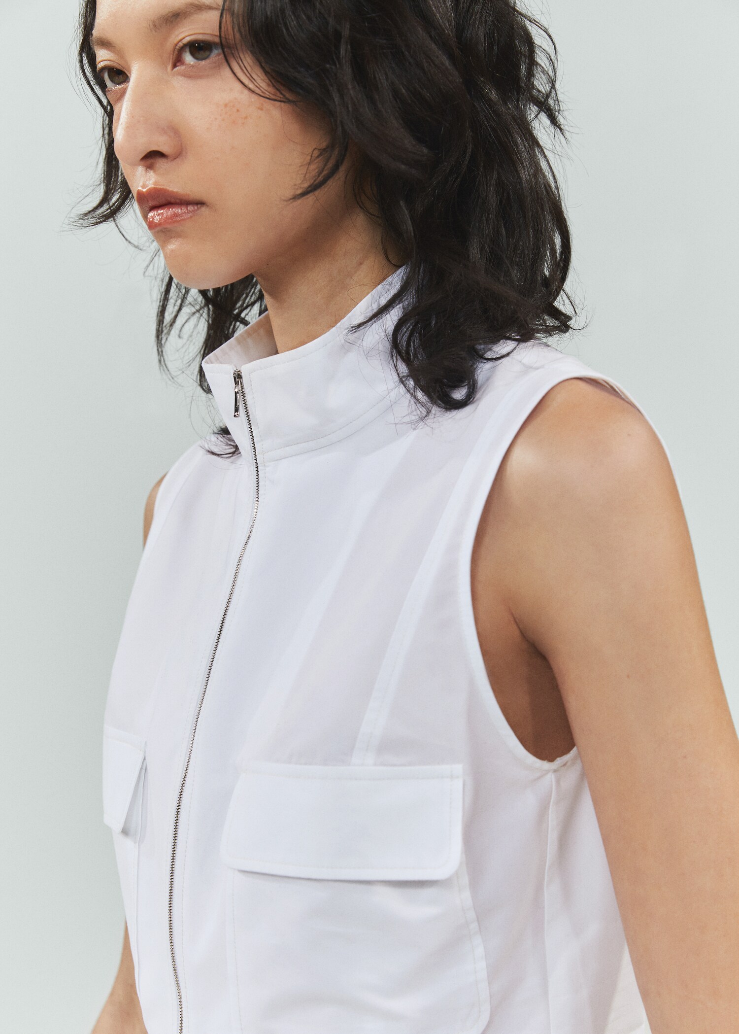 Katoenen mouwloze blouse met rits - Detail van het artikel 1