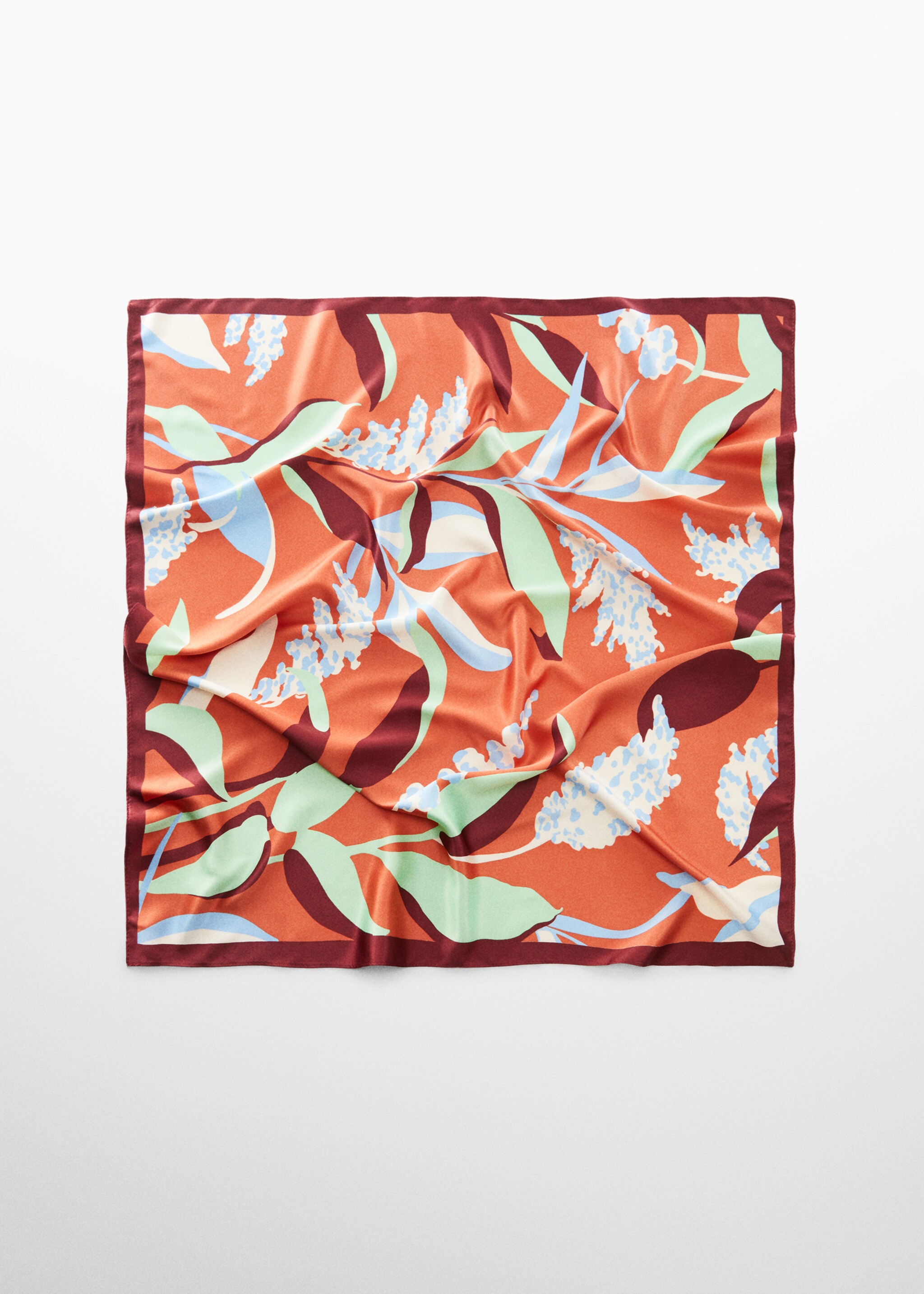 Floral print scarf - Article without model, Burnt Orange. Ref: 67024027-00.