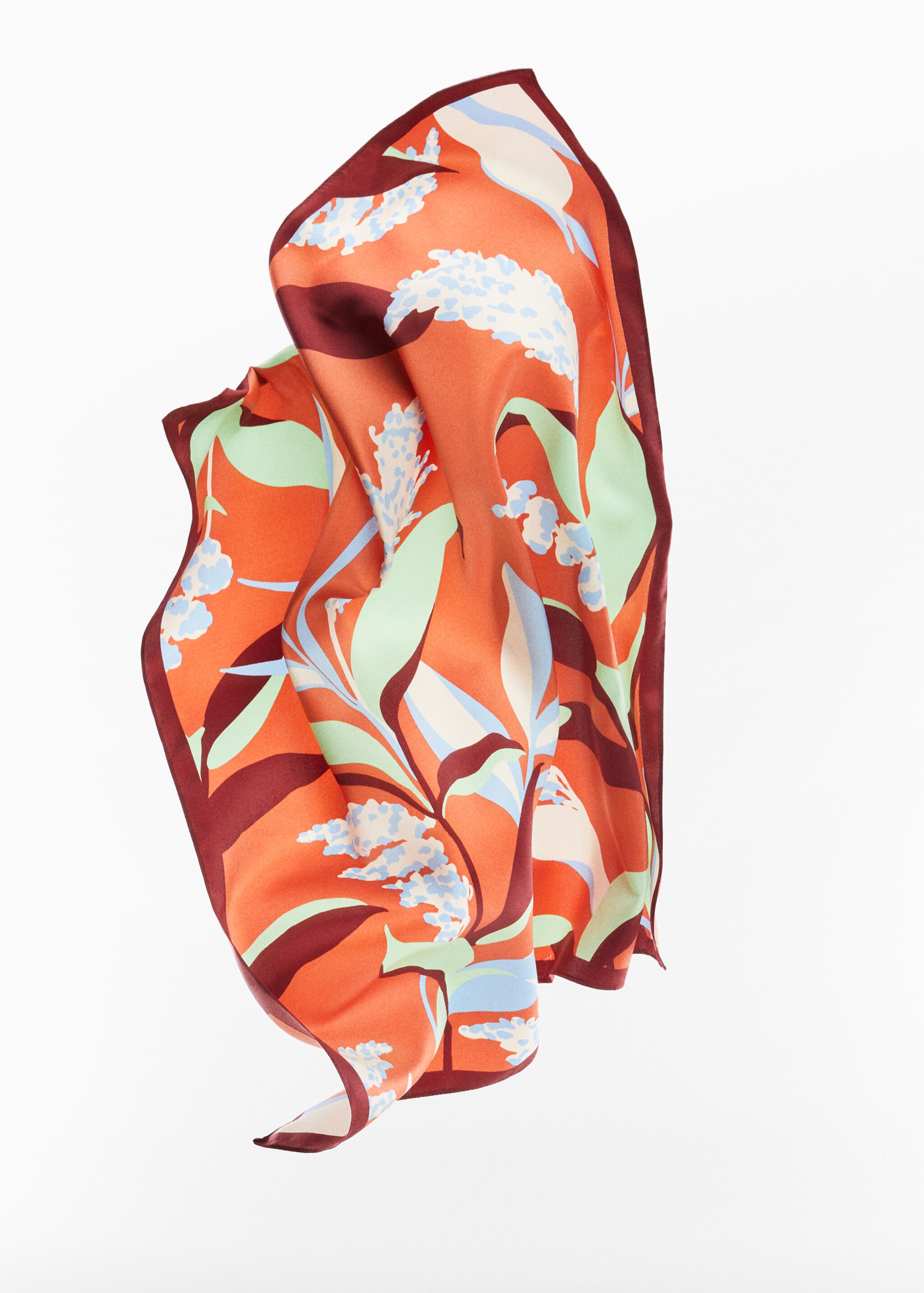 Floral print scarf - Details of the article 5, Burnt Orange. Ref: 67024027-00.