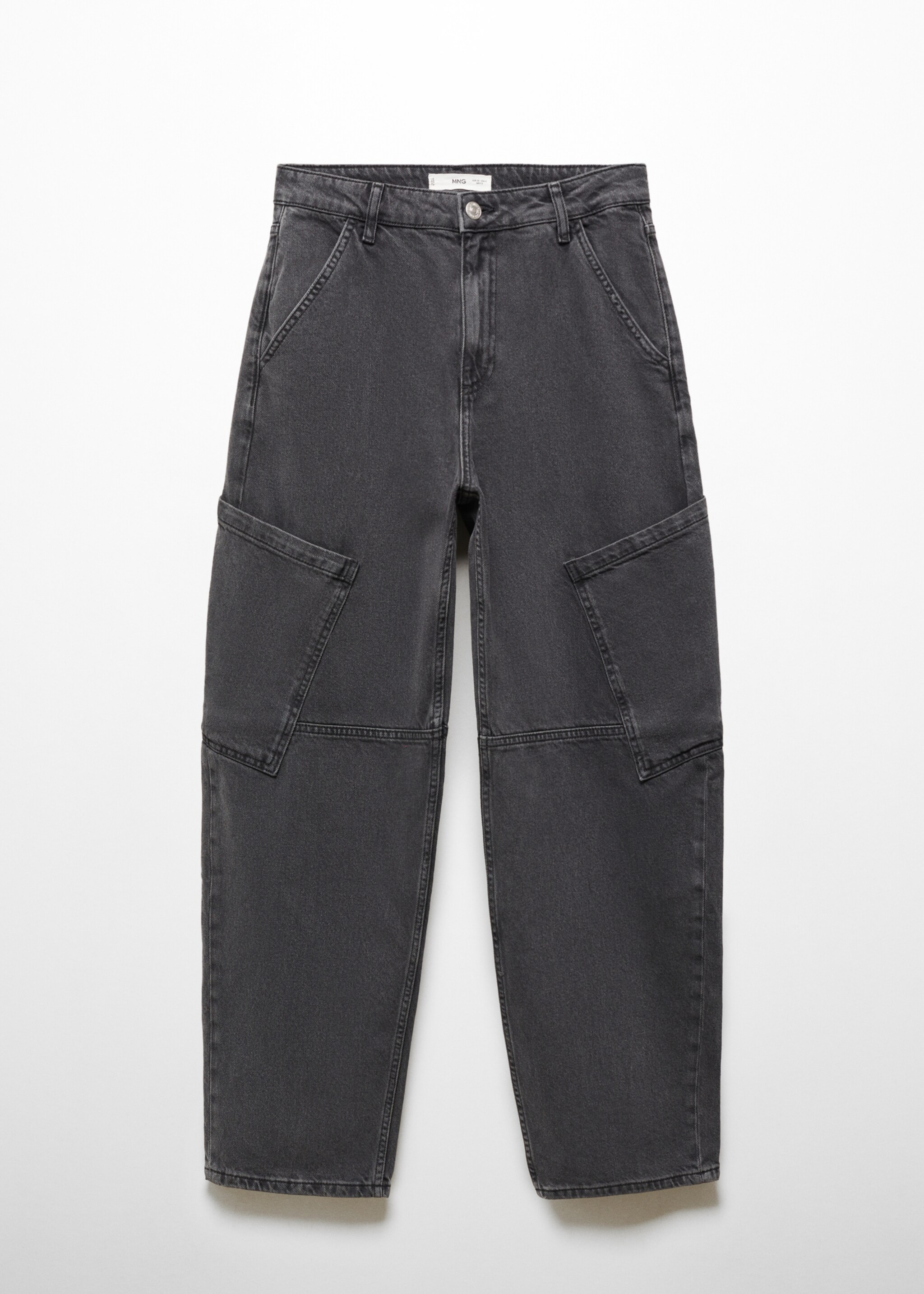 Blugi slouchy cargo cu talie medie - Articol fără model