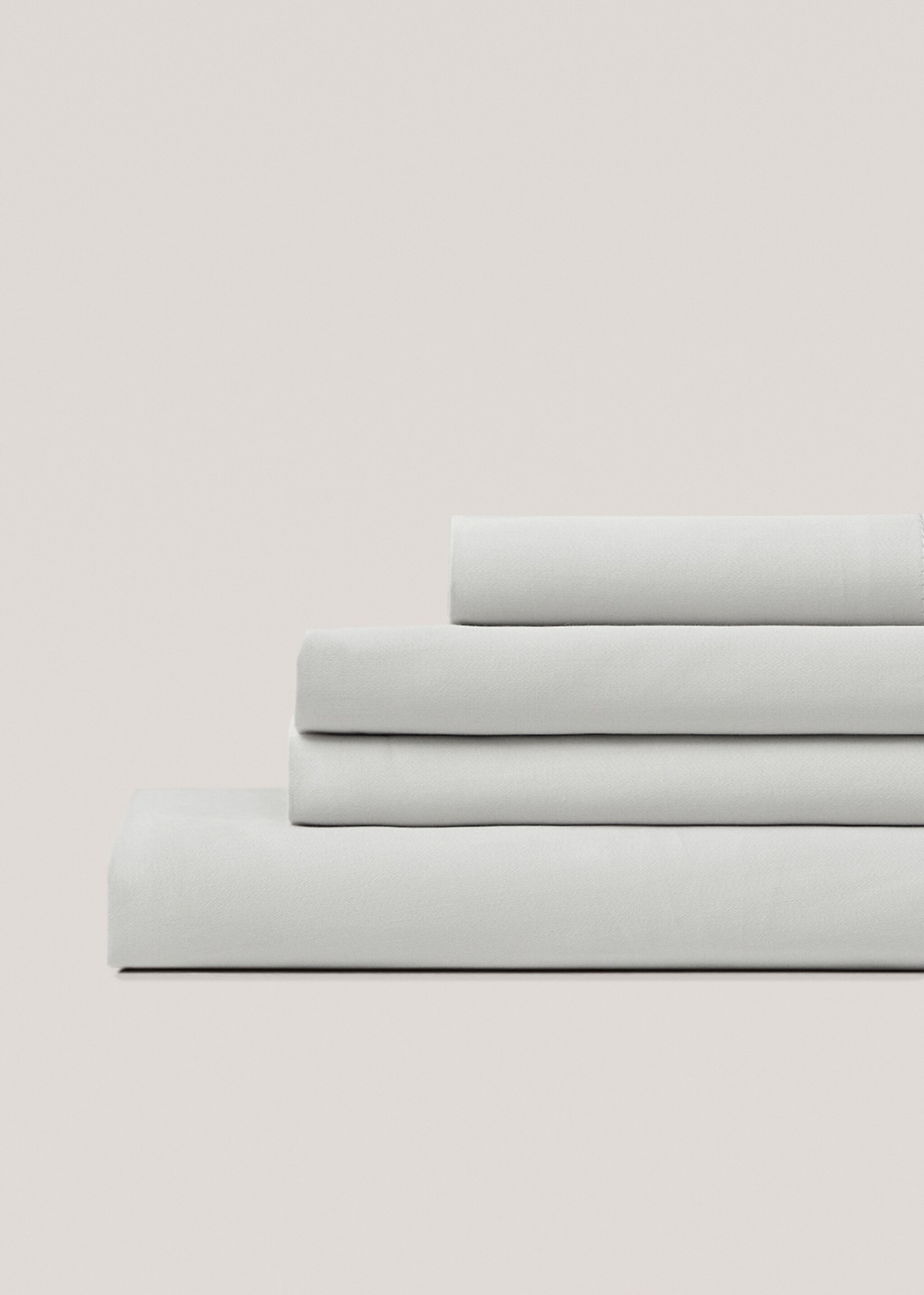Satin fitted sheet for superking bed - Medium plane, Grey. Ref: 67024056-00.
