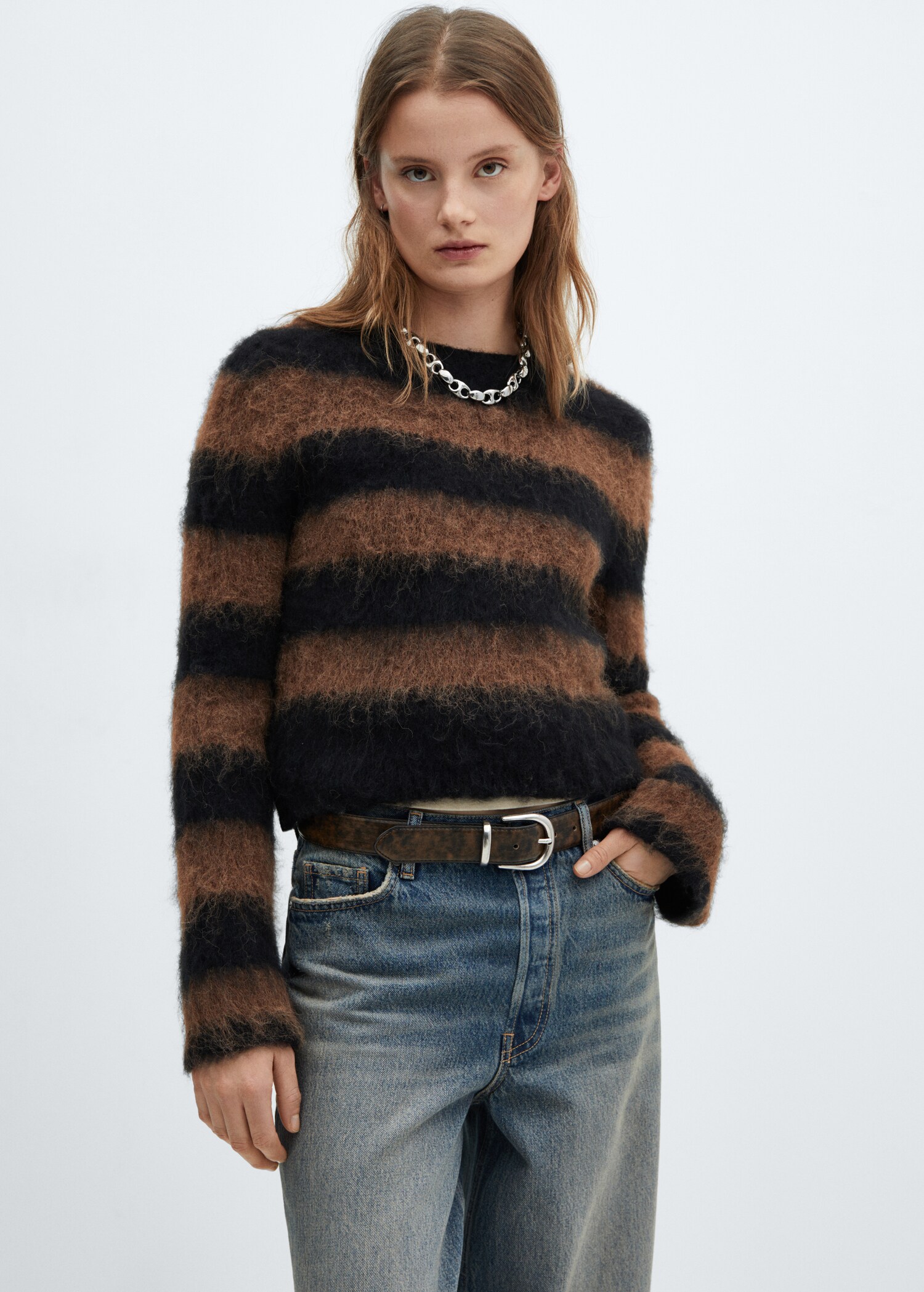 Fur-effect knitted sweater - Medium plane