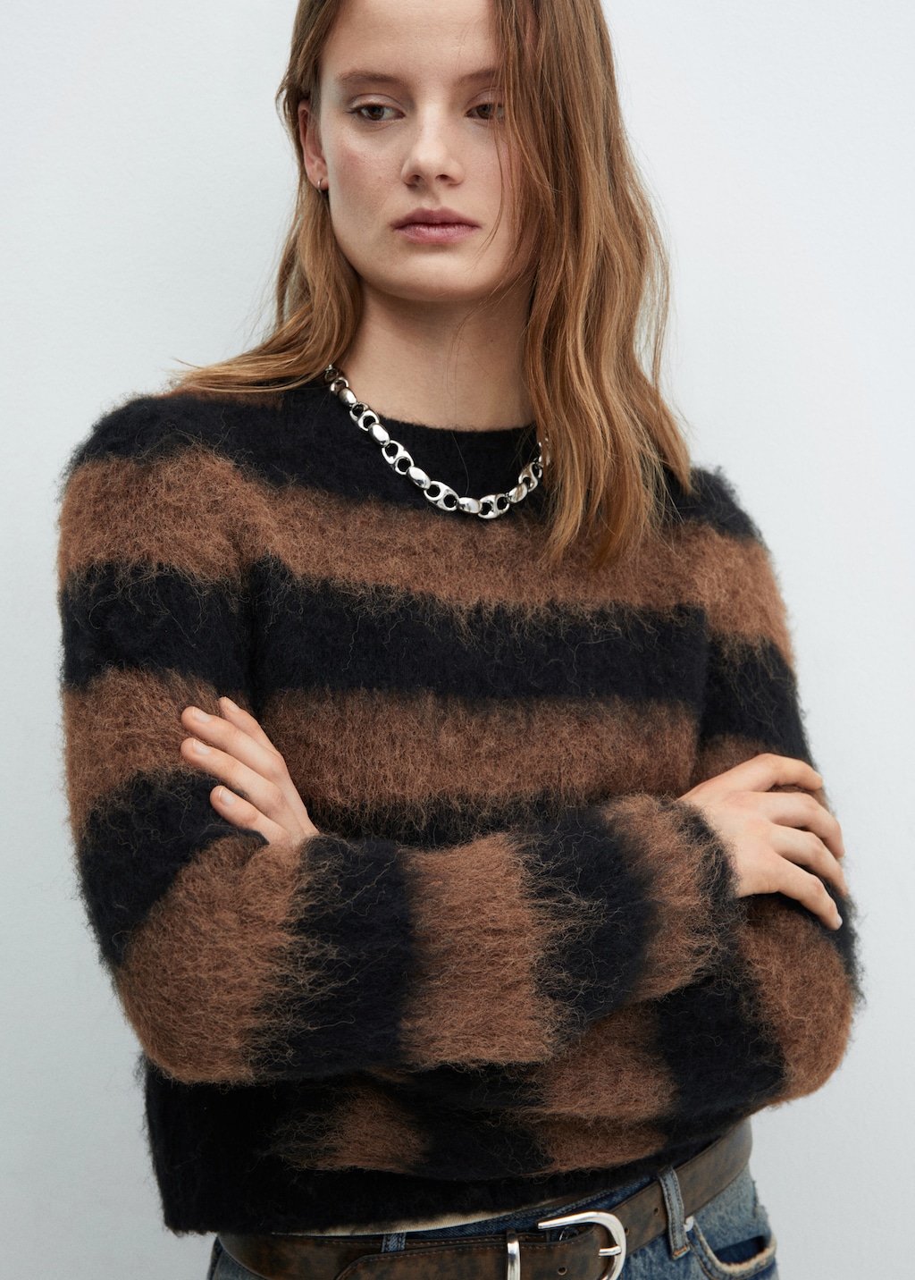 Faux fur knit sweater