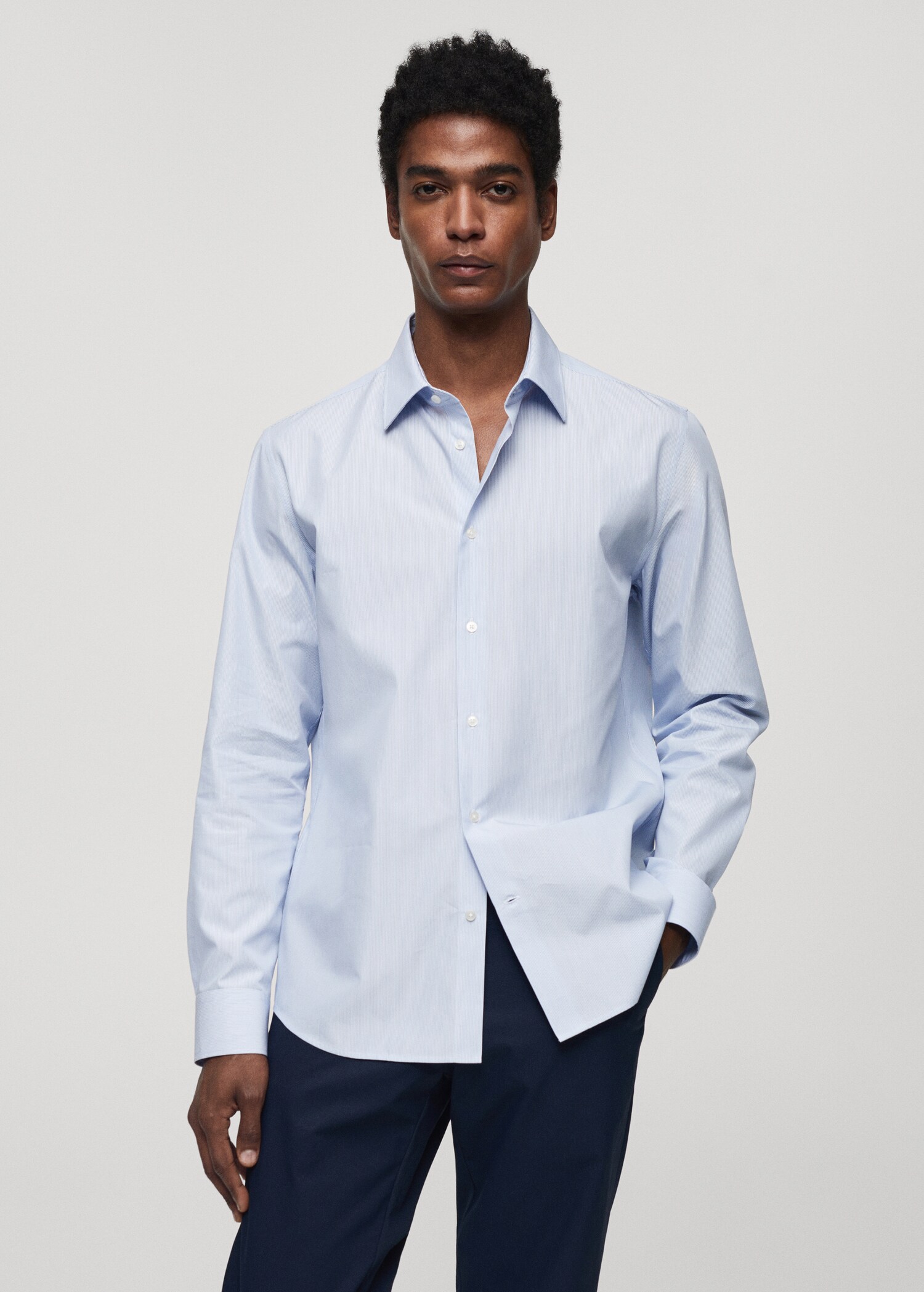 Chemise slim-fit rayures Coolmax® - Plan moyen