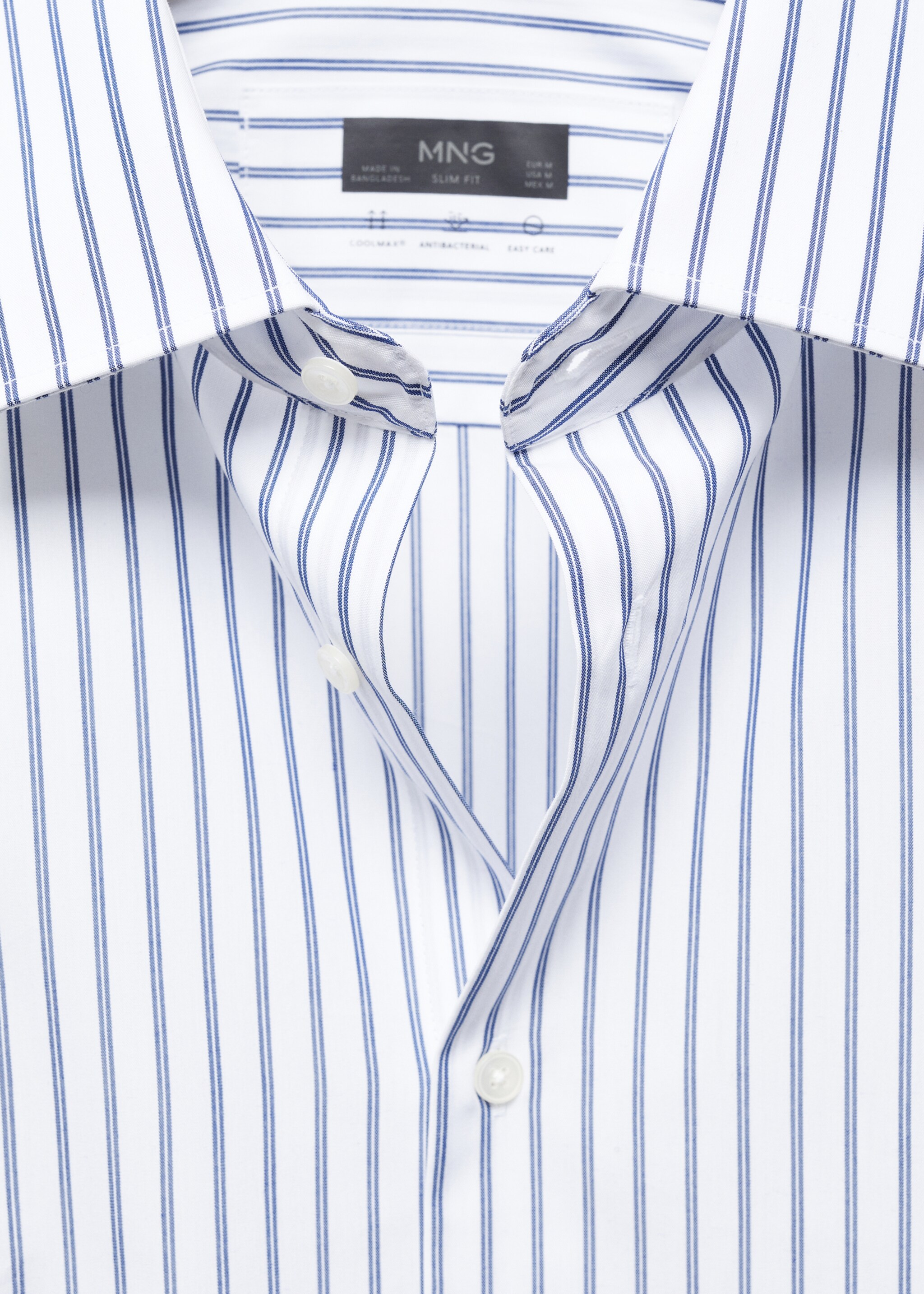 Slim-fit striped Coolmax® shirt - Details of the article 8, Dark Navy. Ref: 67024449-00.
