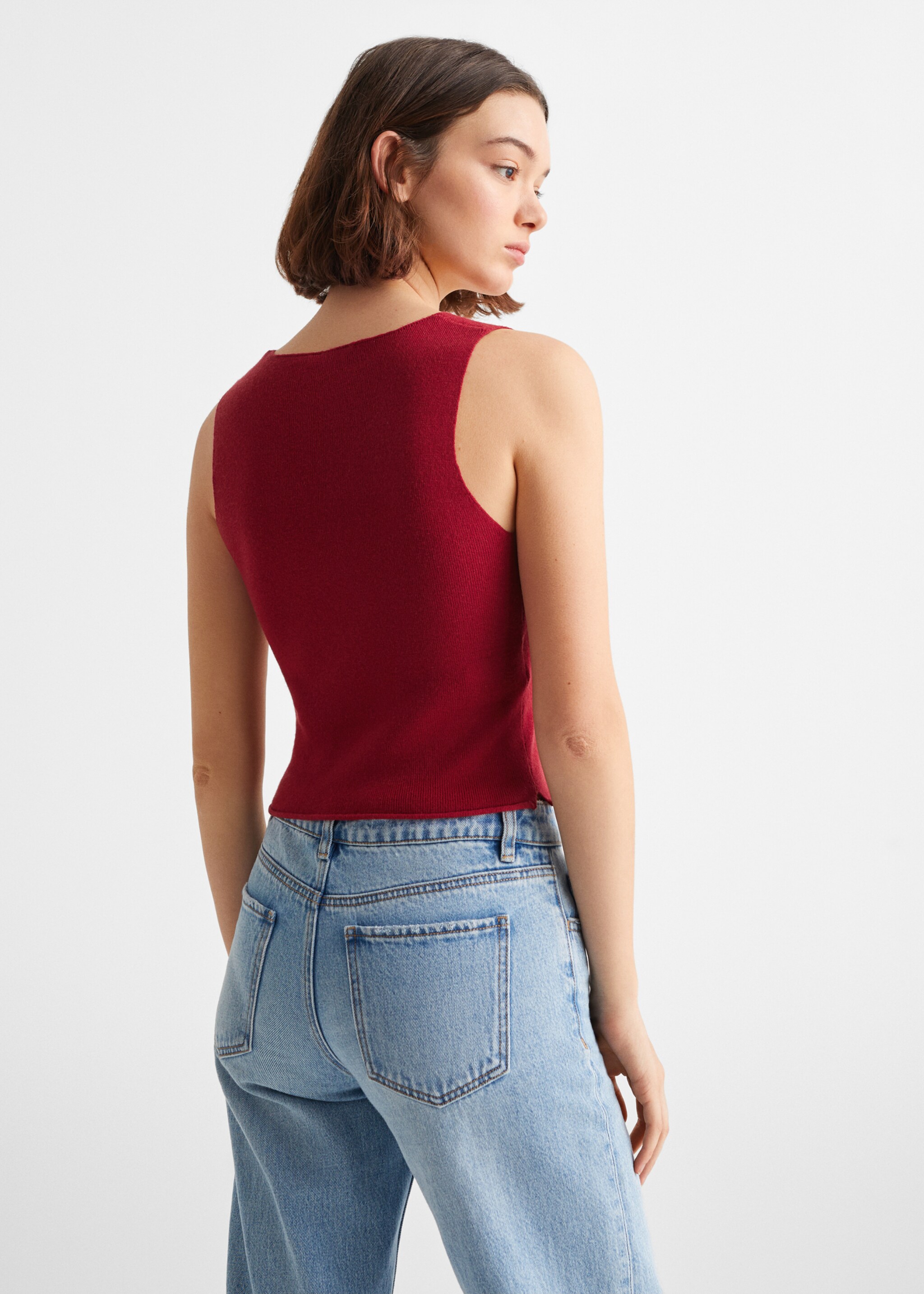 Knit strap top - Reverse of the article, Maroon. Ref: 67024458-00.