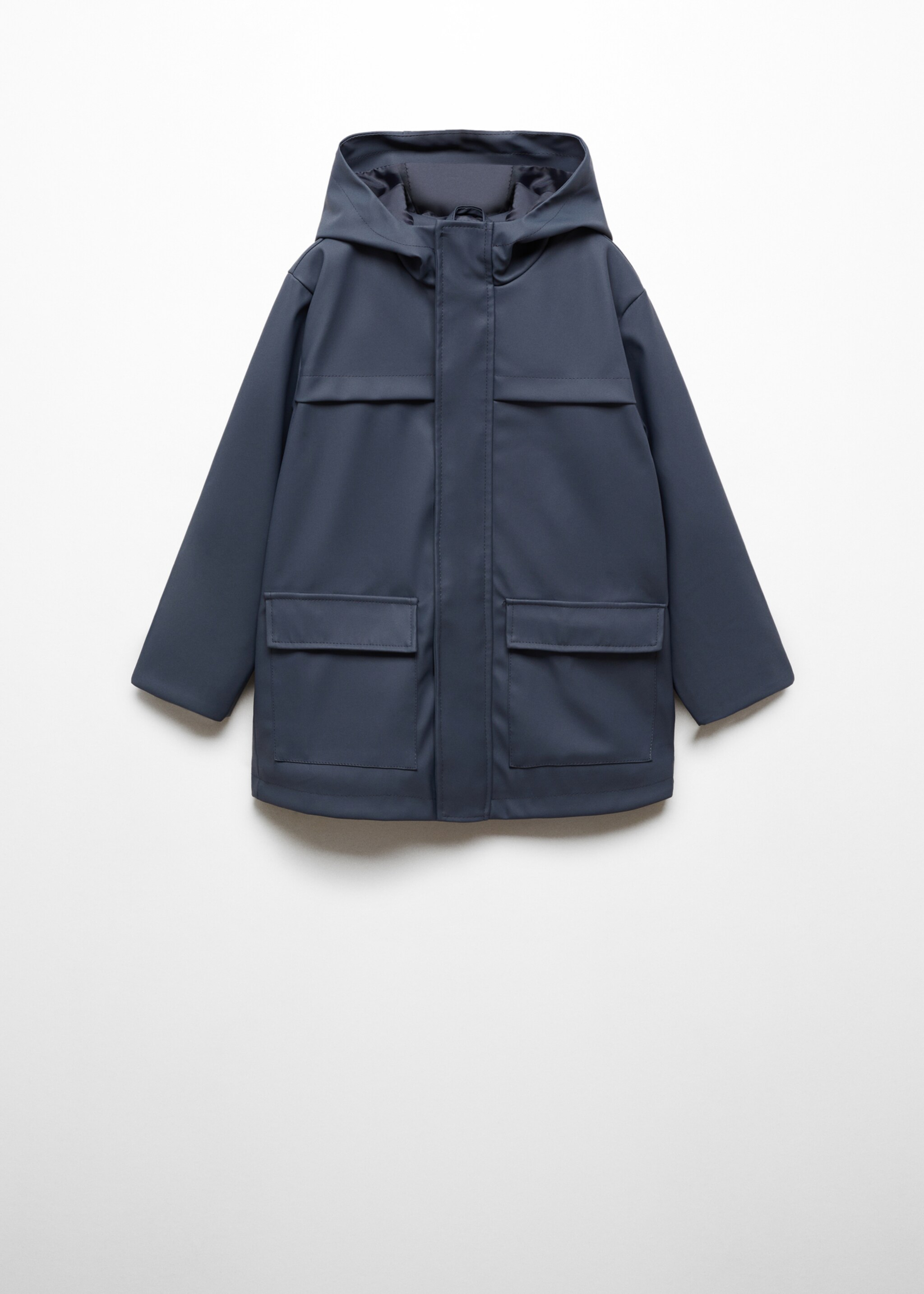 Hooded parka with pocket - Article without model, Blue. Ref: 67024781-00.