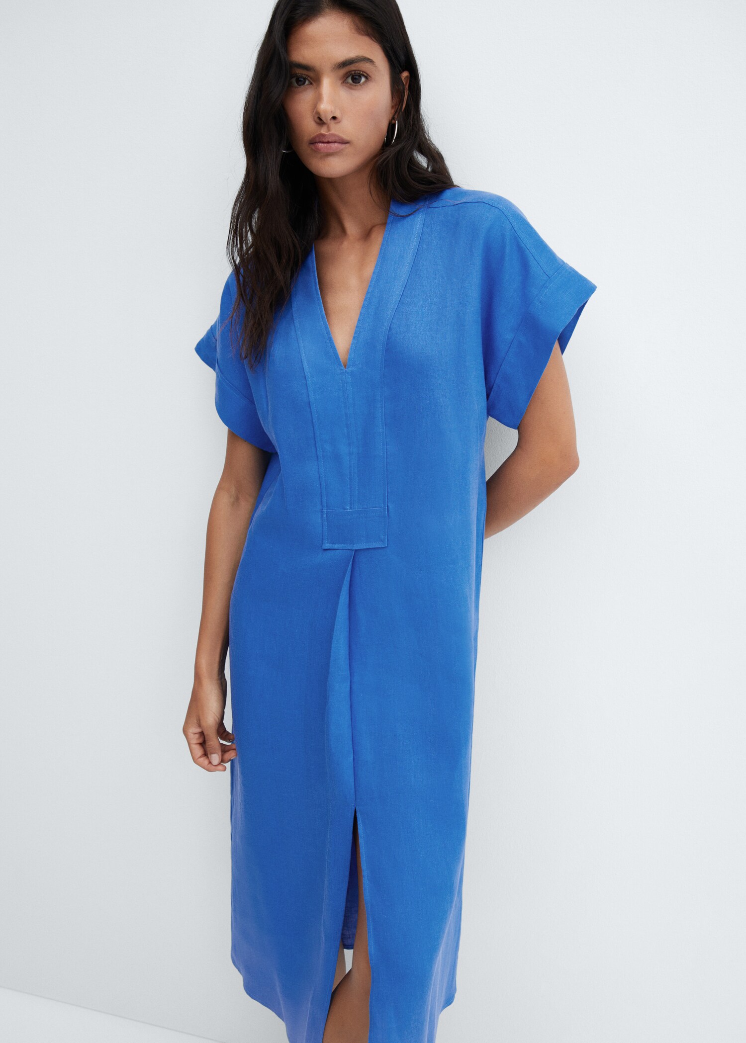 Linen-blend shirt dress - Medium plane