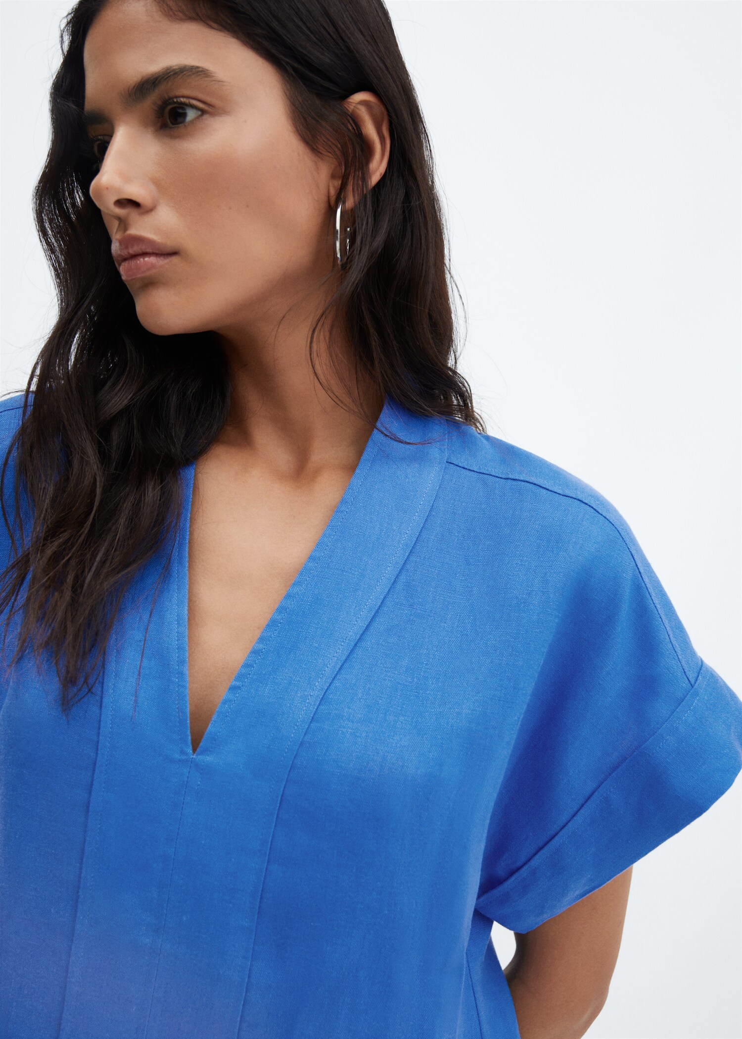 Linen-blend shirt dress - Details of the article 1