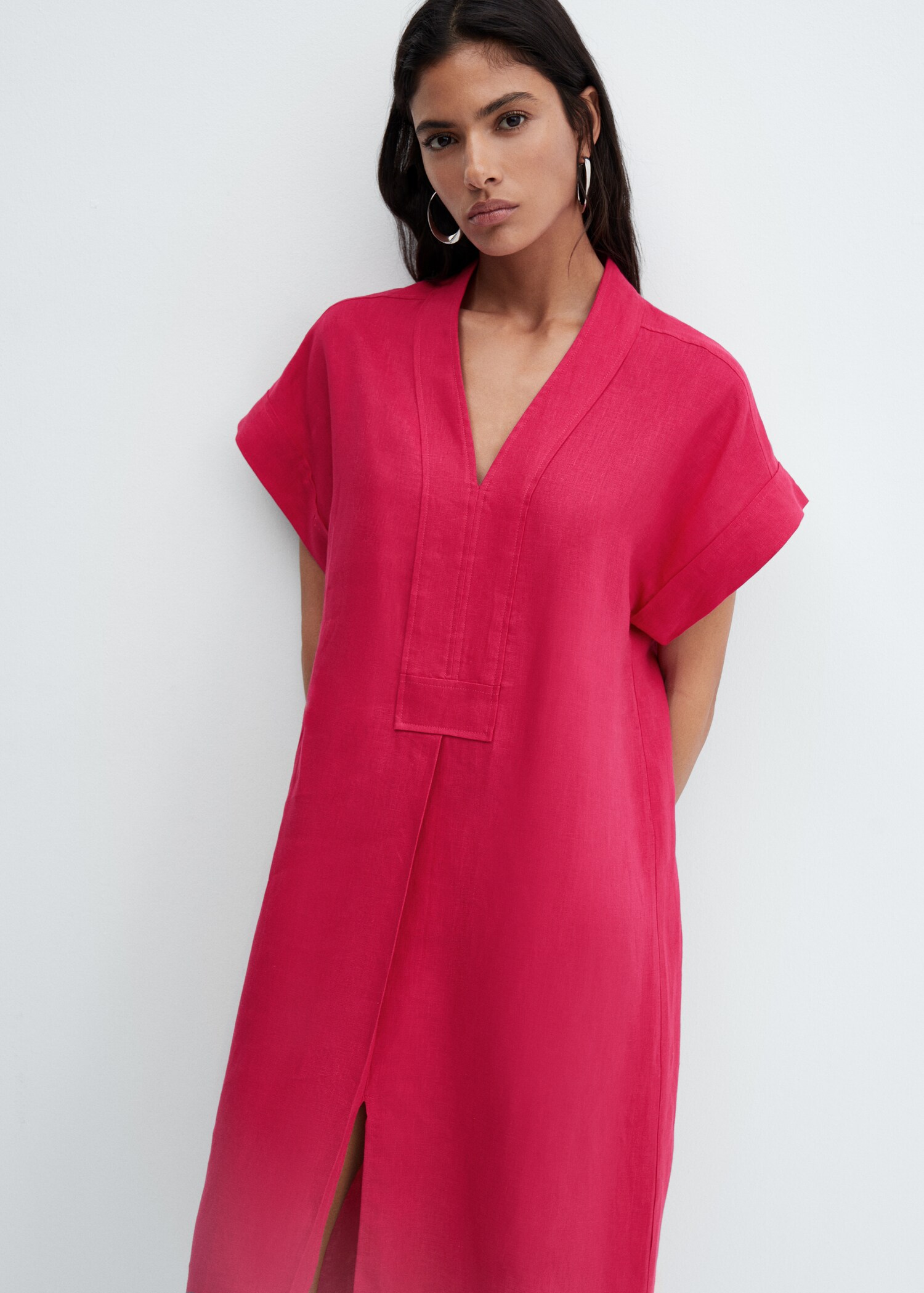 Linen-blend shirt dress - Medium plane