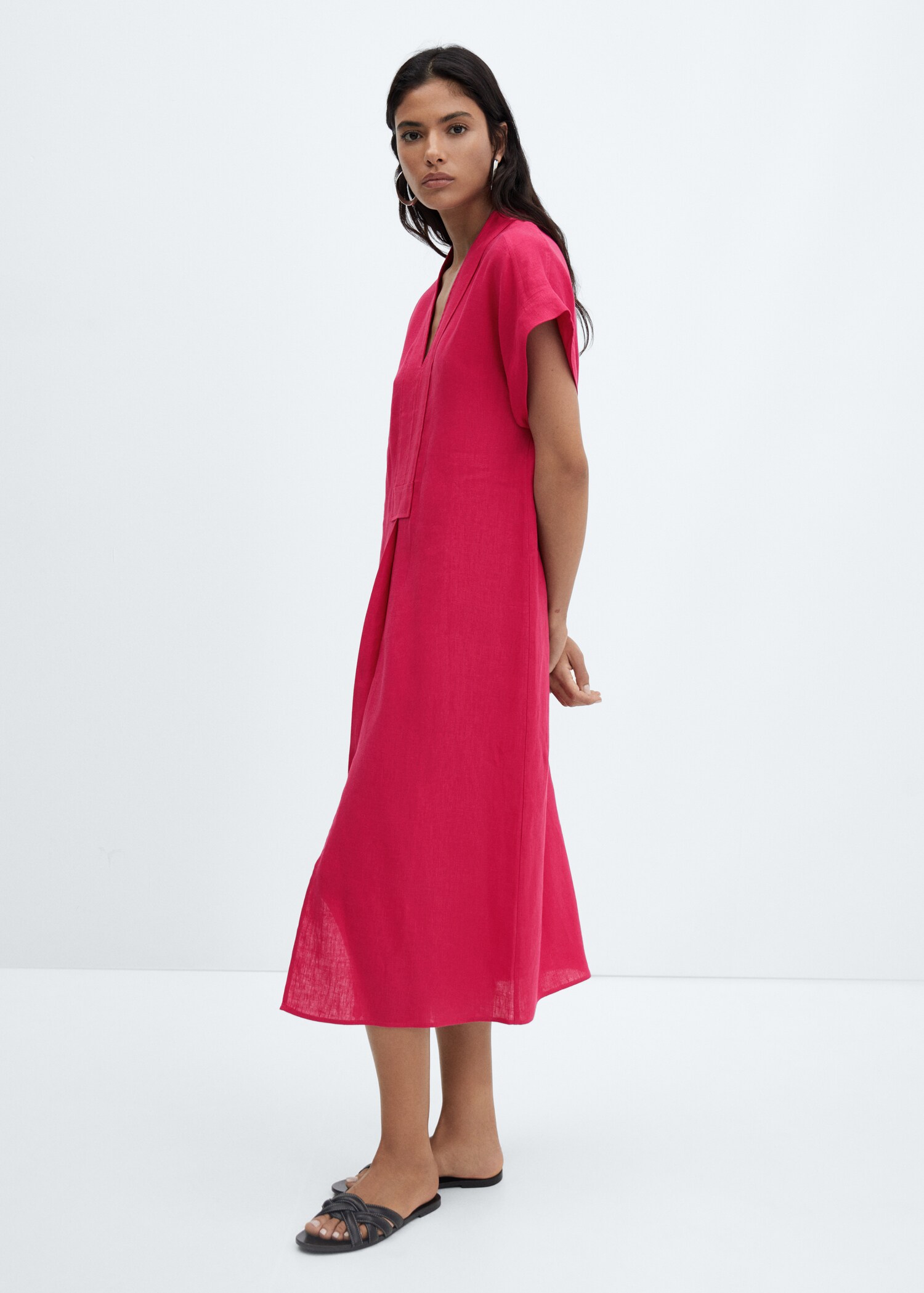 Linen-blend shirt dress - Details of the article 2