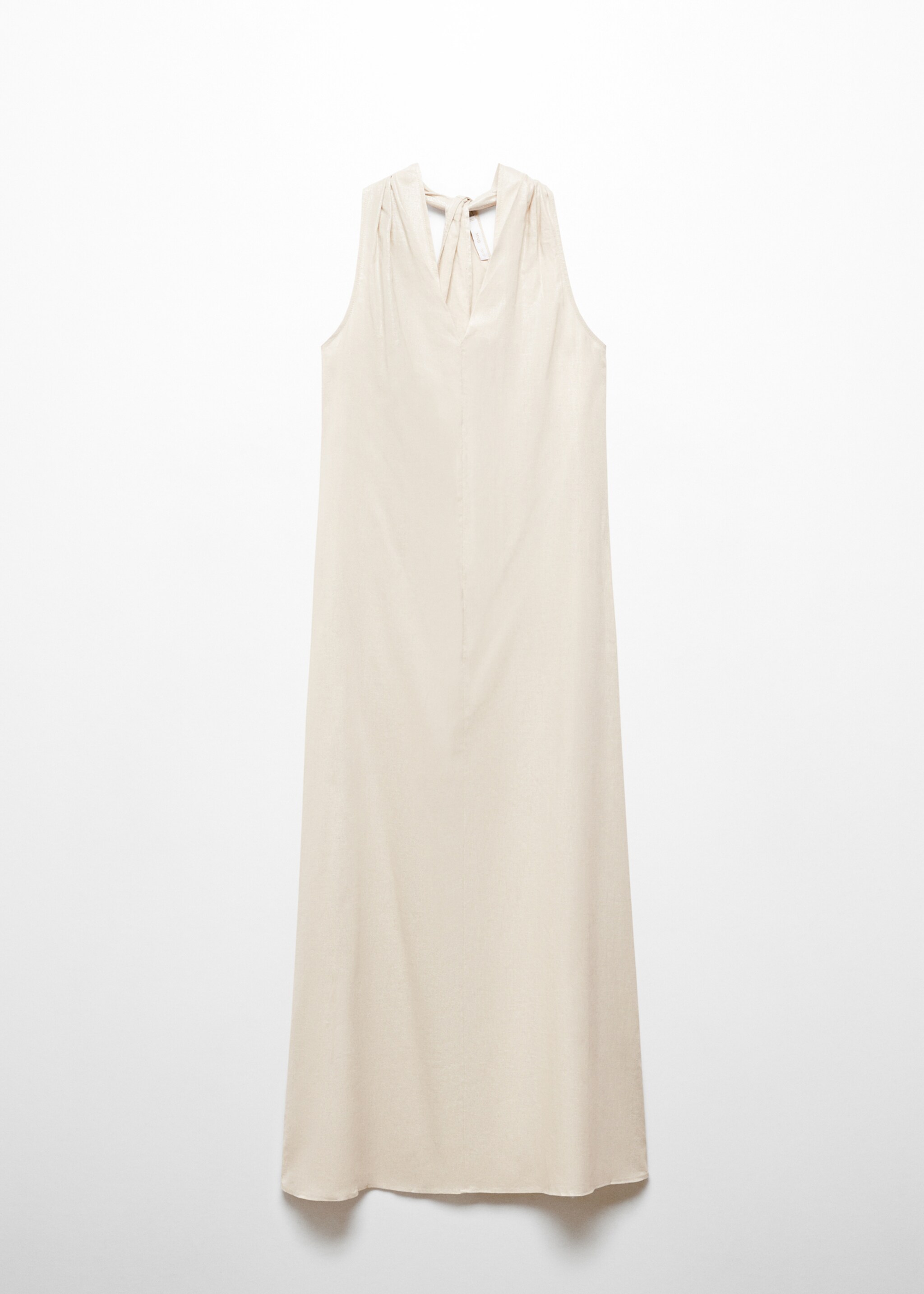 V-neckline linen dress - Article without model, Ecru. Ref: 67024784-00.