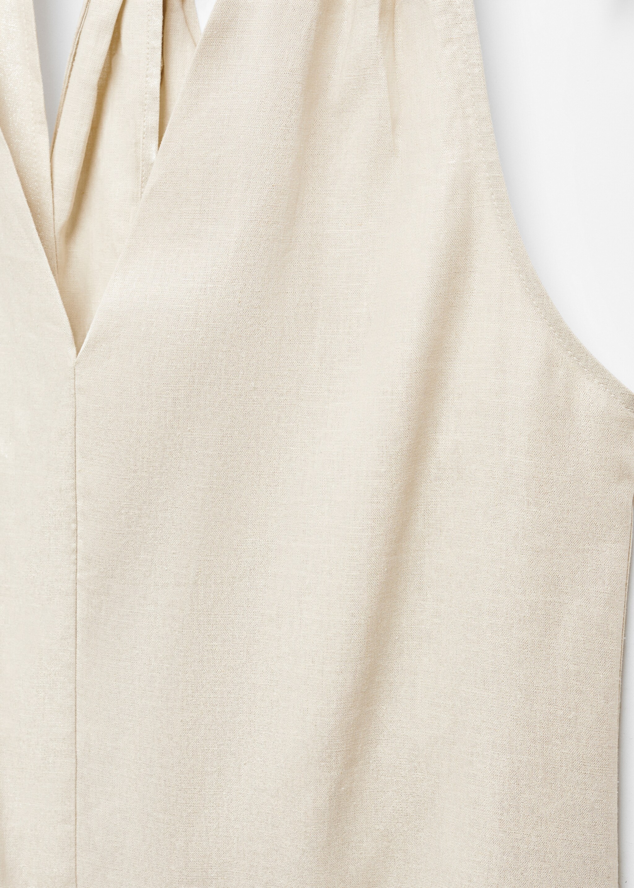 V-neckline linen dress - Details of the article 8, Ecru. Ref: 67024784-00.