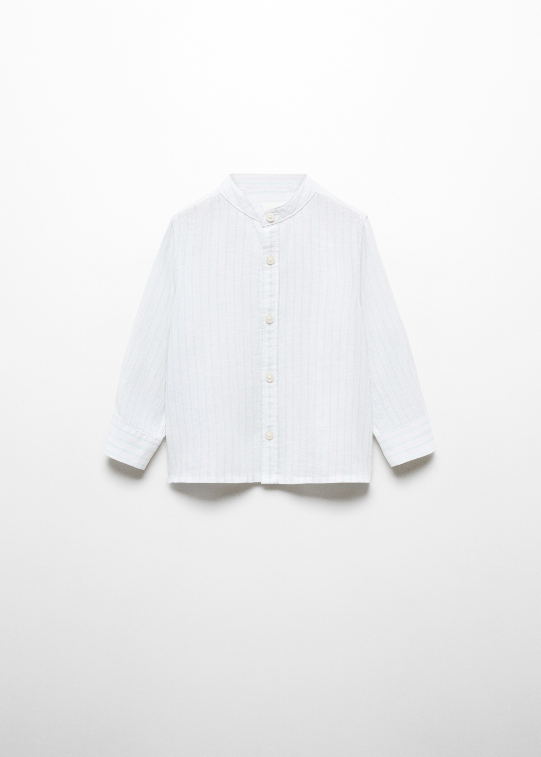Striped mandarin-collar linen shirt - Article without model