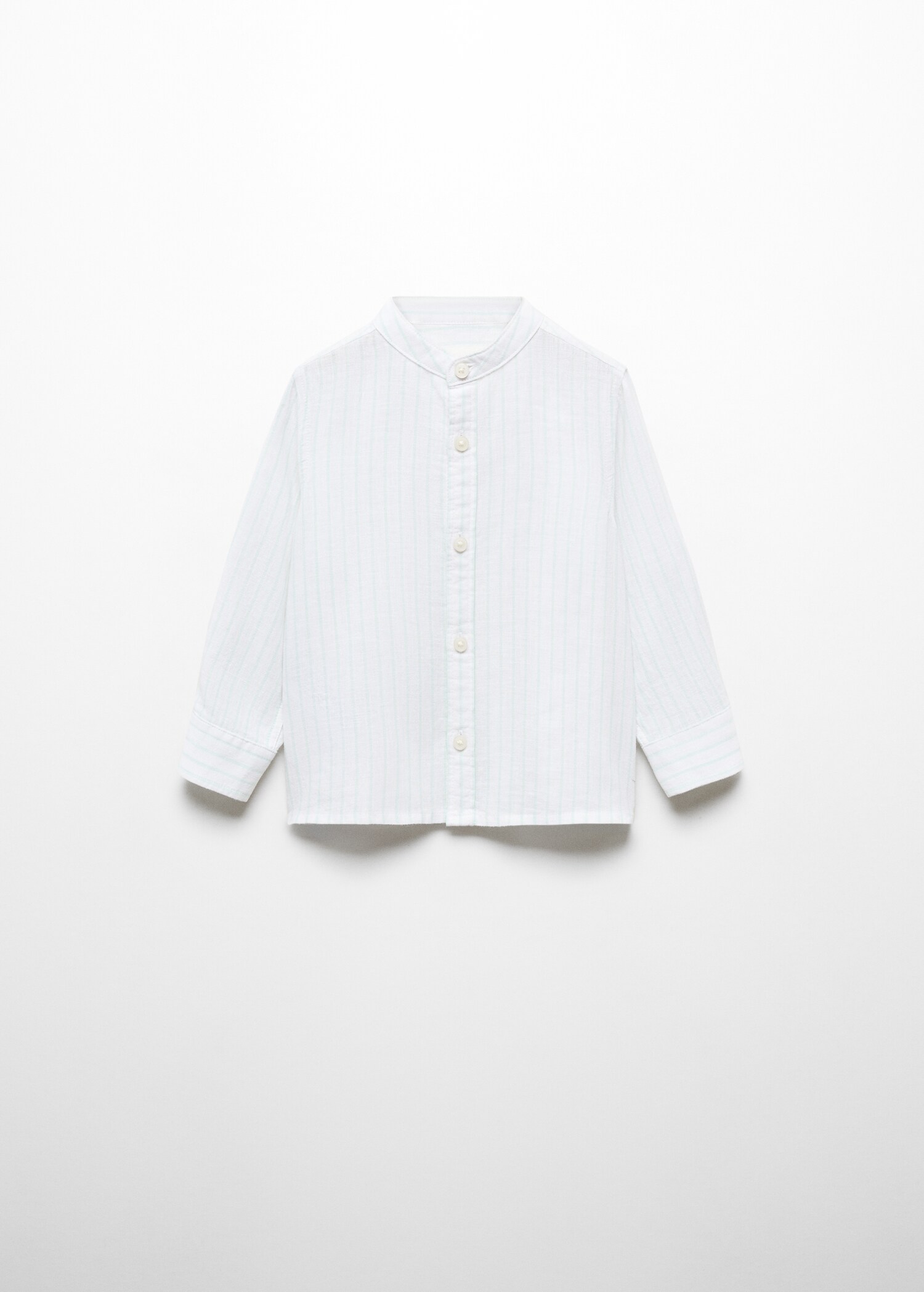 Camicia lino collo alla coreana righe - Articolo senza modello