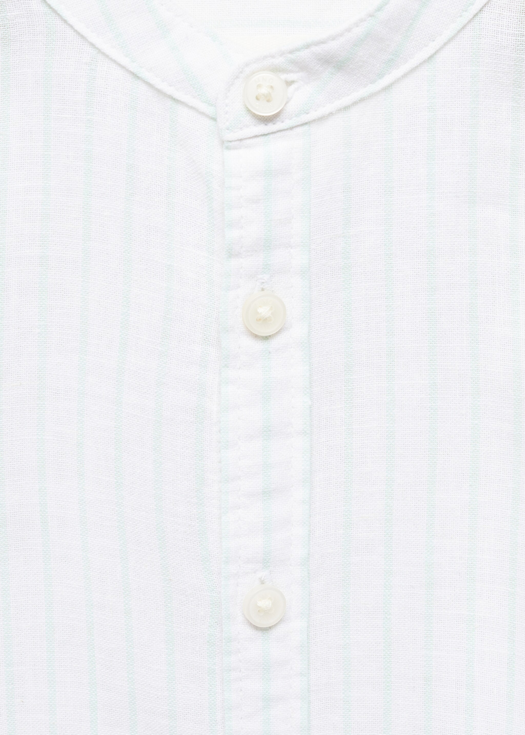 Striped mandarin-collar linen shirt - Details of the article 0