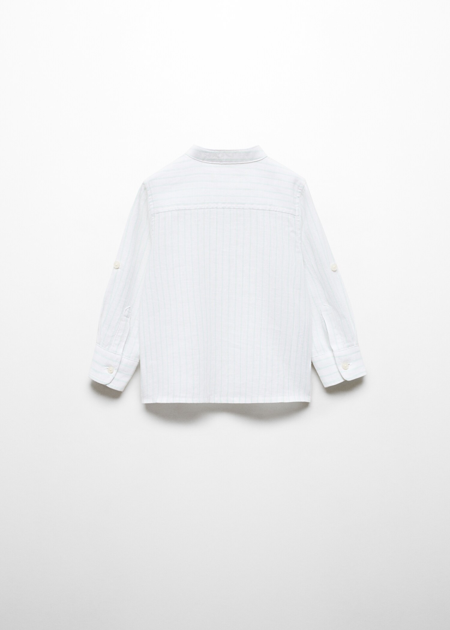 Camicia lino collo alla coreana righe - Retro dell'articolo
