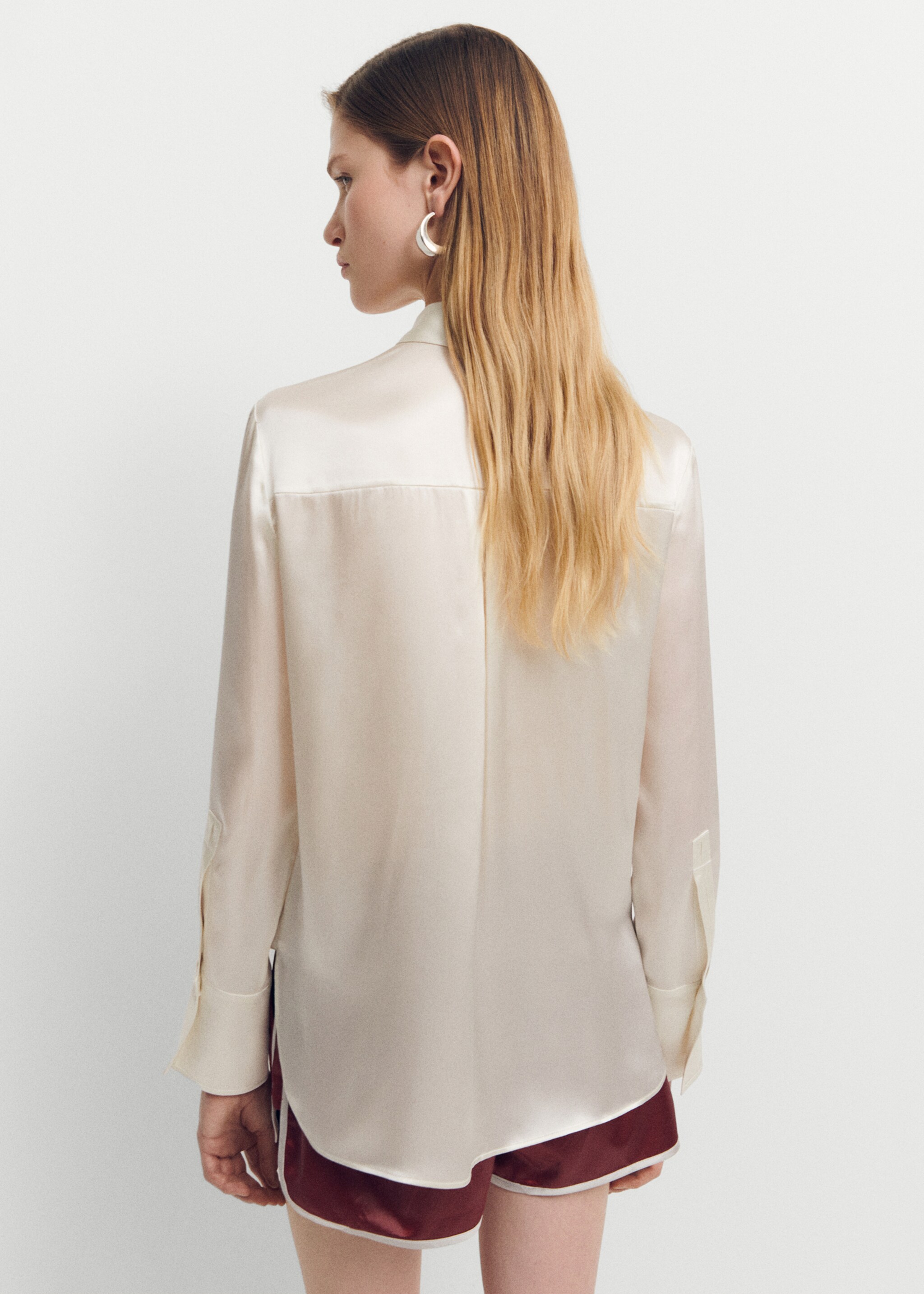 Camisa 100% seda - Reverso del artículo, Blanco roto. Ref: 67024789-00.