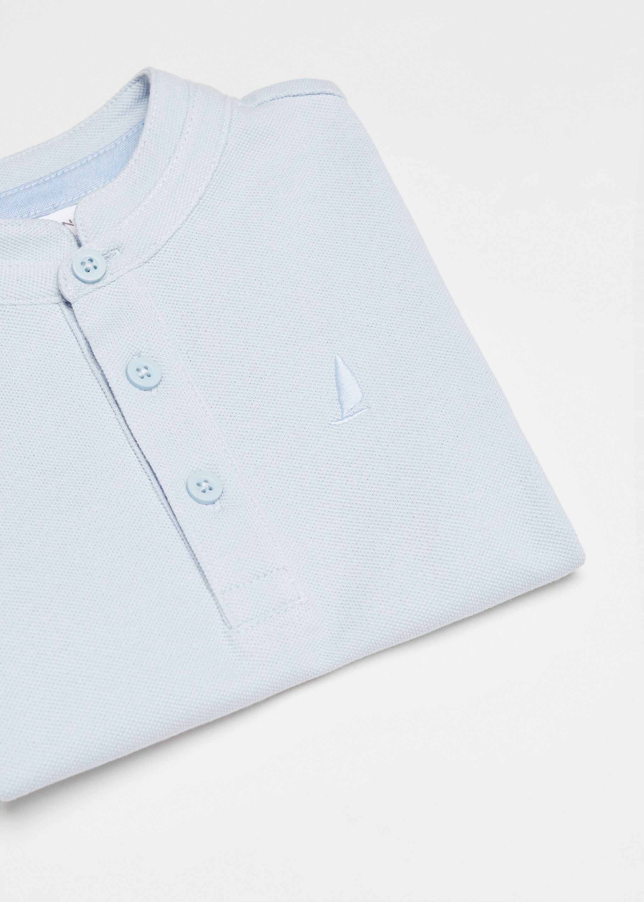 Tenniströja i bomull med maokrage - Detaljer om artikeln 8, Himmelblå. Ref: 67025140-00.