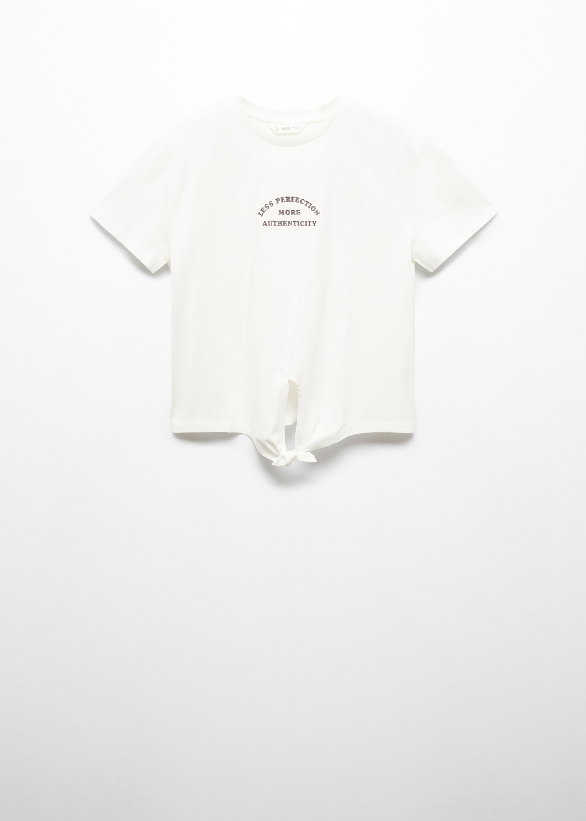 T-shirt met boodschap en knoop - Artikel zonder model