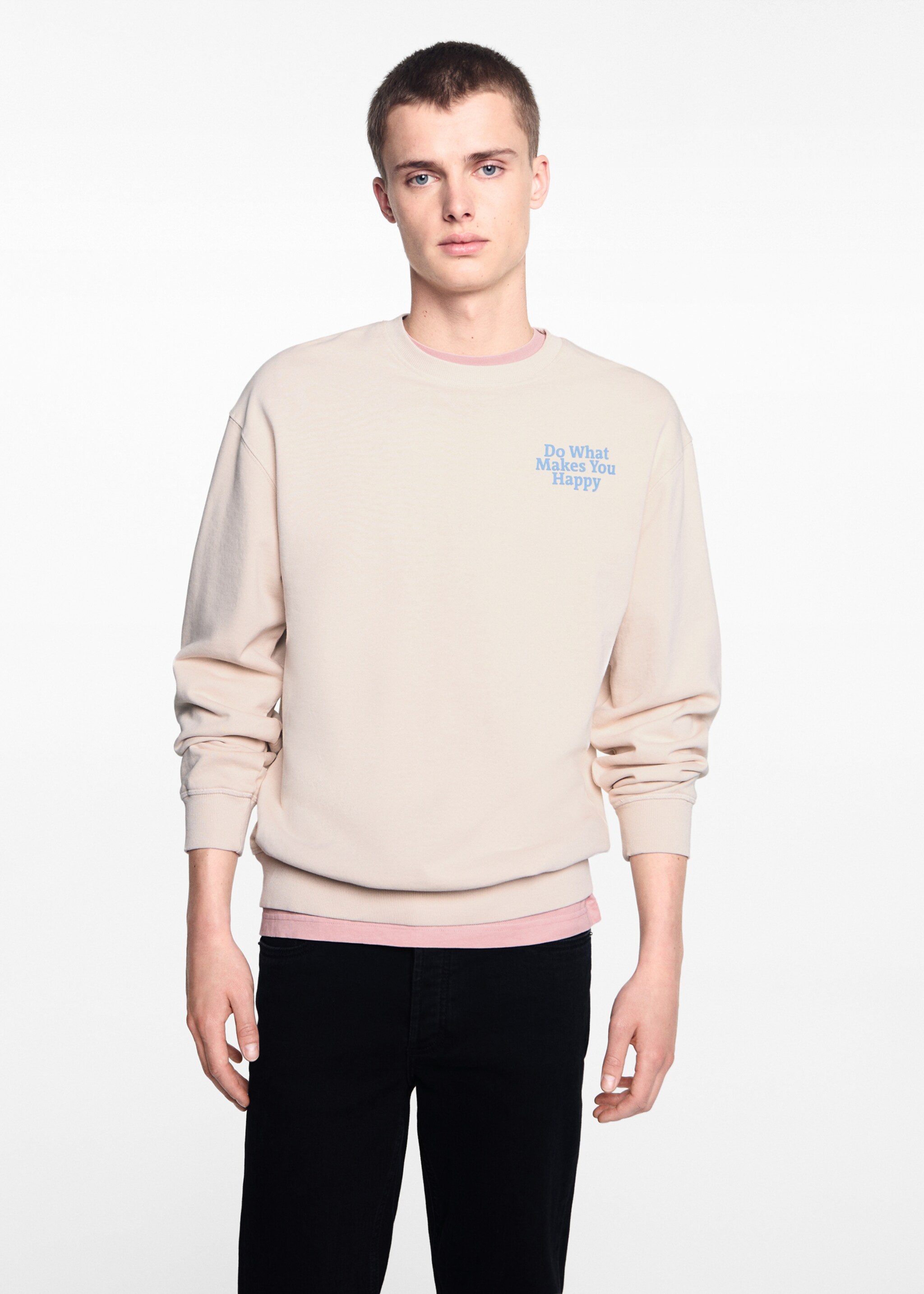 Sweat-shirt message unisexe - Plan moyen, Bleu marine foncé. Ref: 67025155-00.