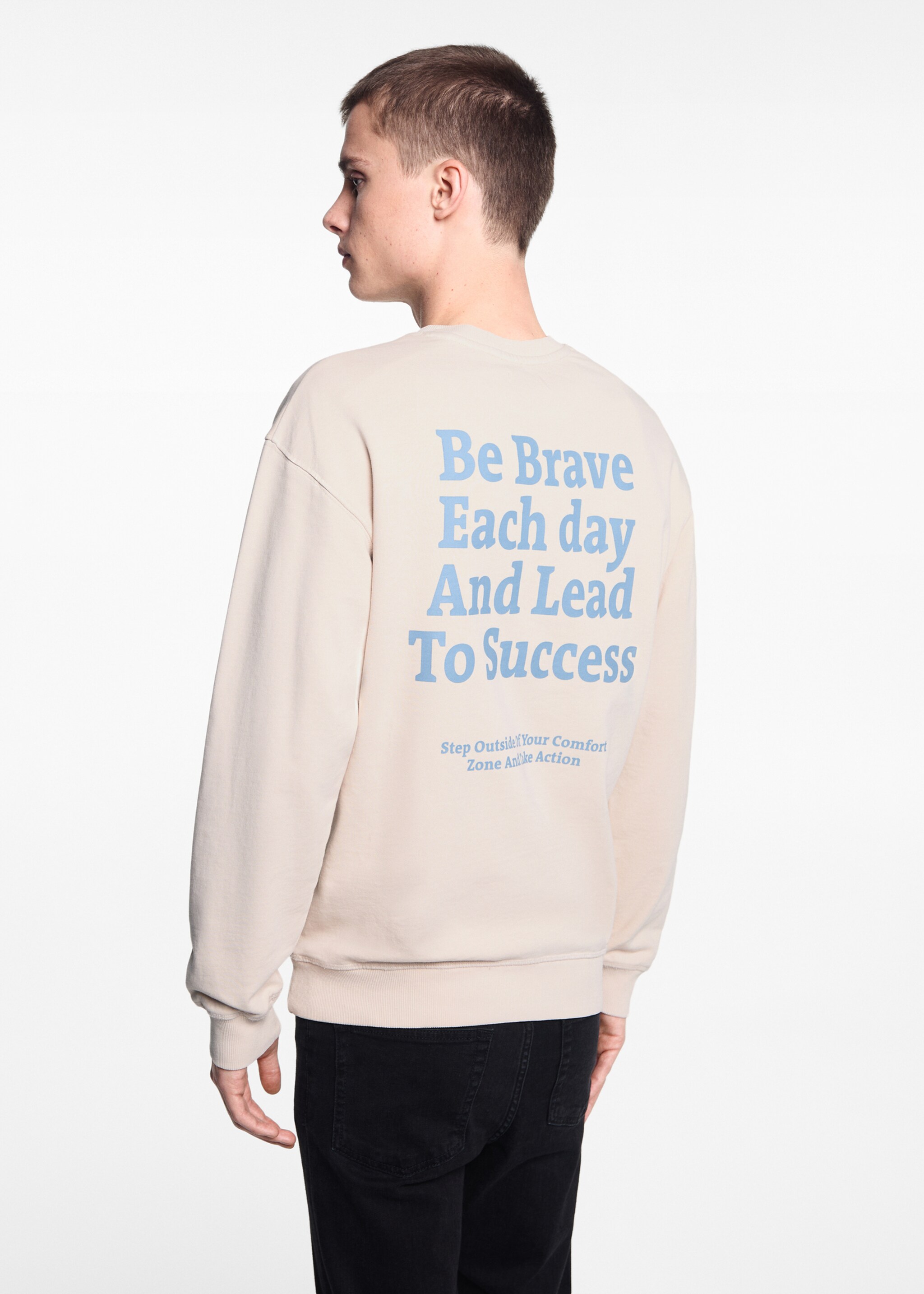 Sweat-shirt message unisexe - Verso de l’article, Bleu marine foncé. Ref: 67025155-00.