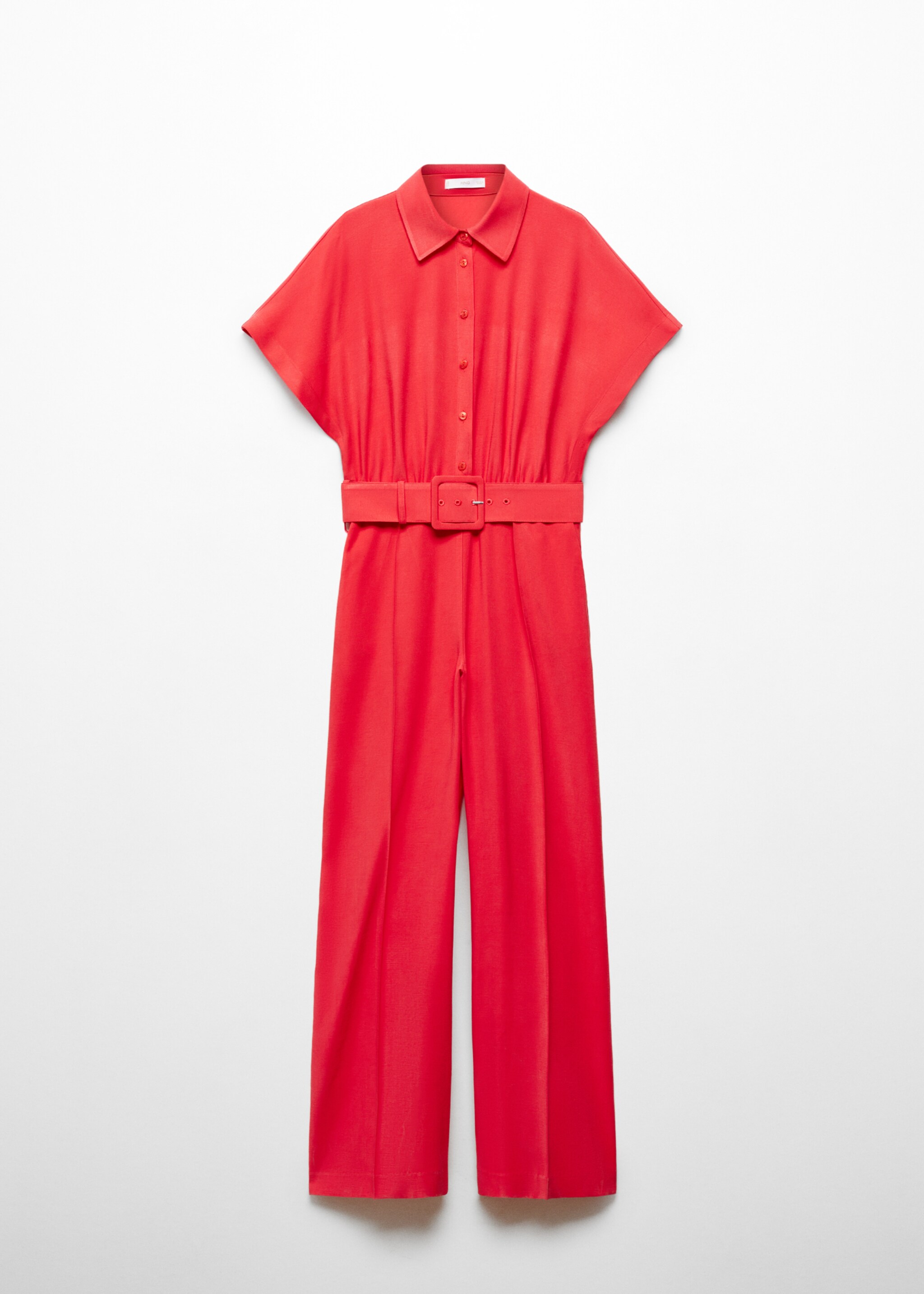 Belt long jumpsuit - Article without model, Coral Red. Ref: 67025743-00.