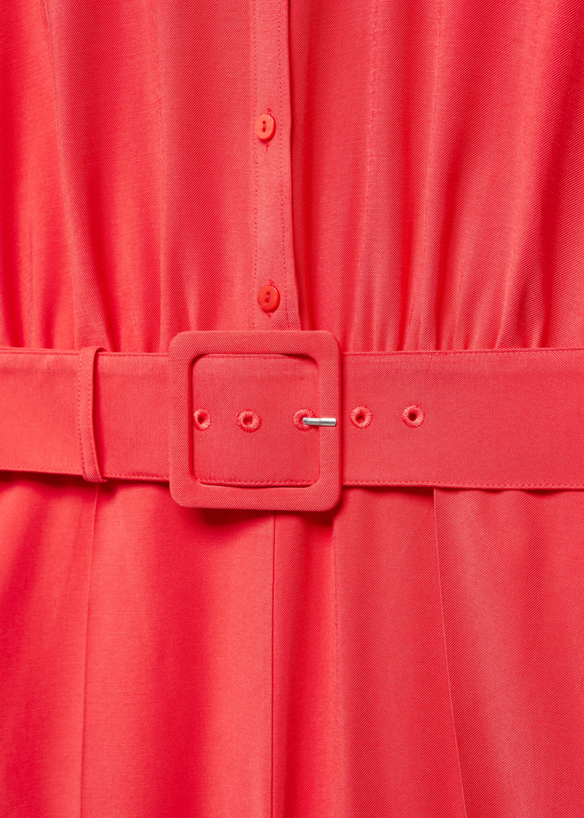 Belt long jumpsuit - Details of the article 8, Coral Red. Ref: 67025743-00.