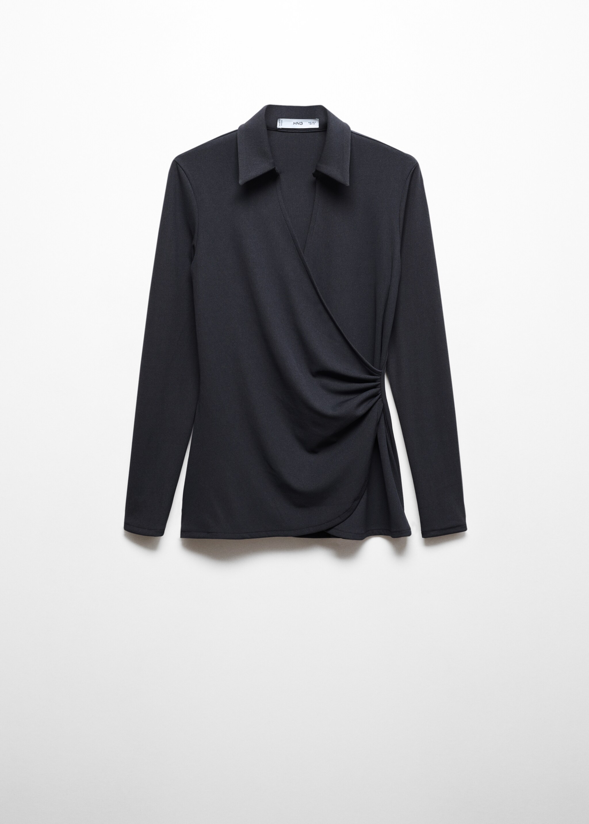 V-neckline wrap blouse - Article without model, Charcoal. Ref: 67025748-00.