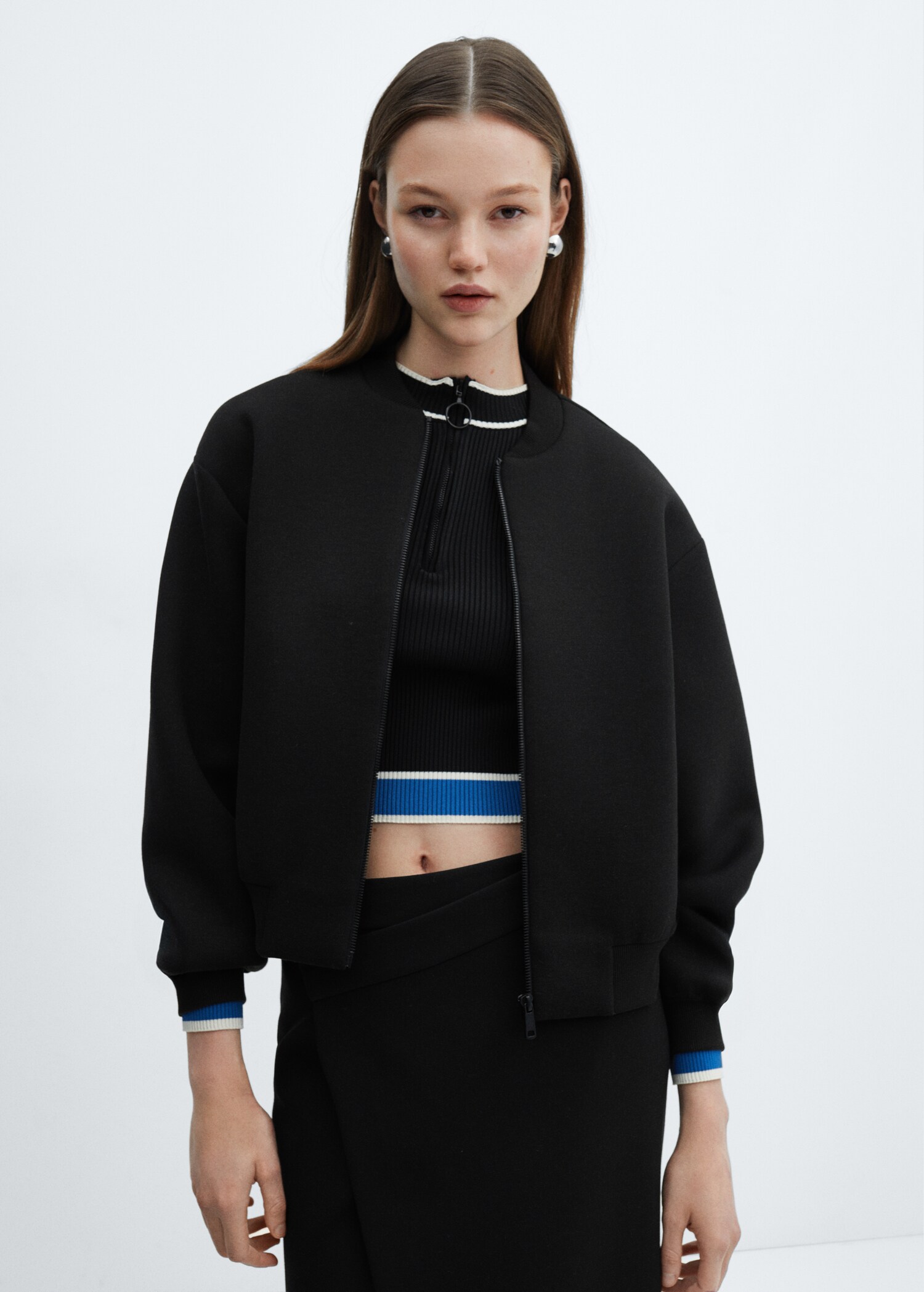 Bomber jacket with zip - Medium plane