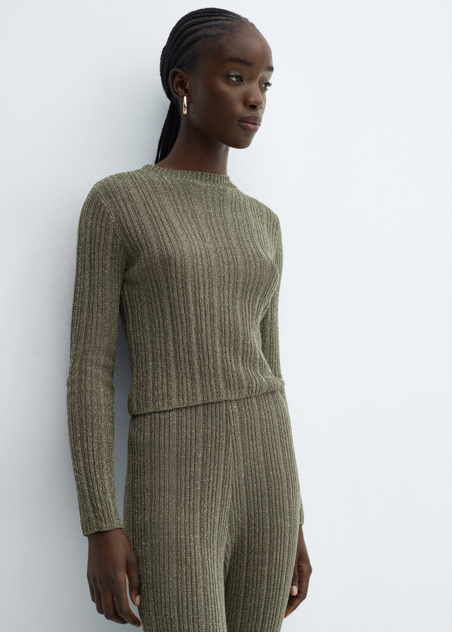 Lurex sweater with perkins neck - Medium plane