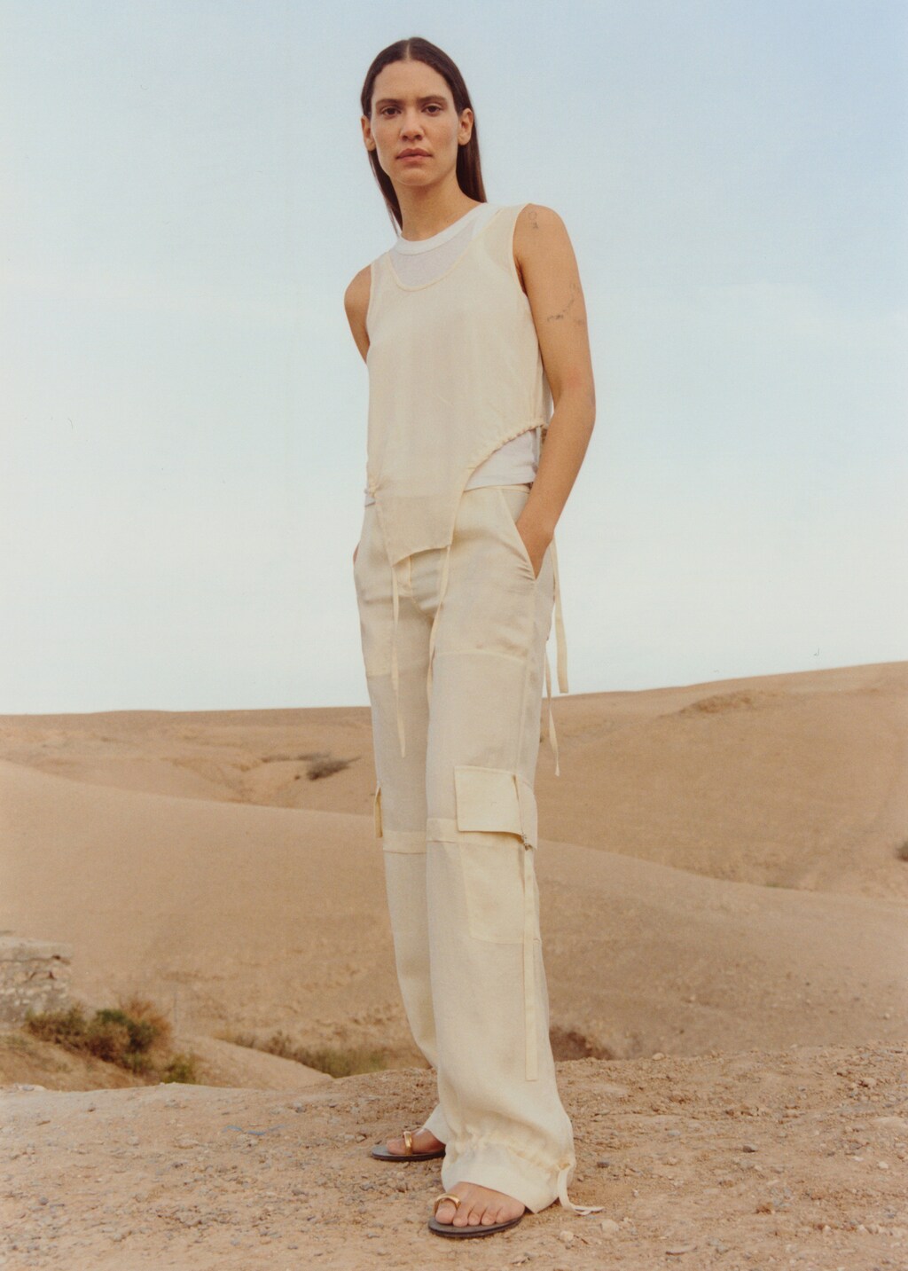 パンツ Taupe Lyocell Cargo Pants CLOTH & STONE Dark Taupe Tencel Lyocell Drawstring Cargo