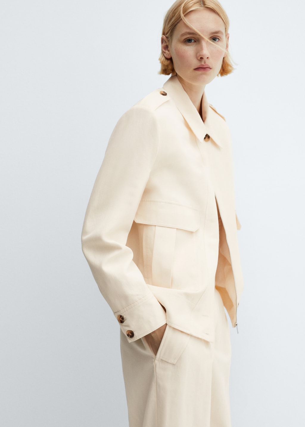 Jacket pockets with button detail Women MANGO OUTLET Netherlands