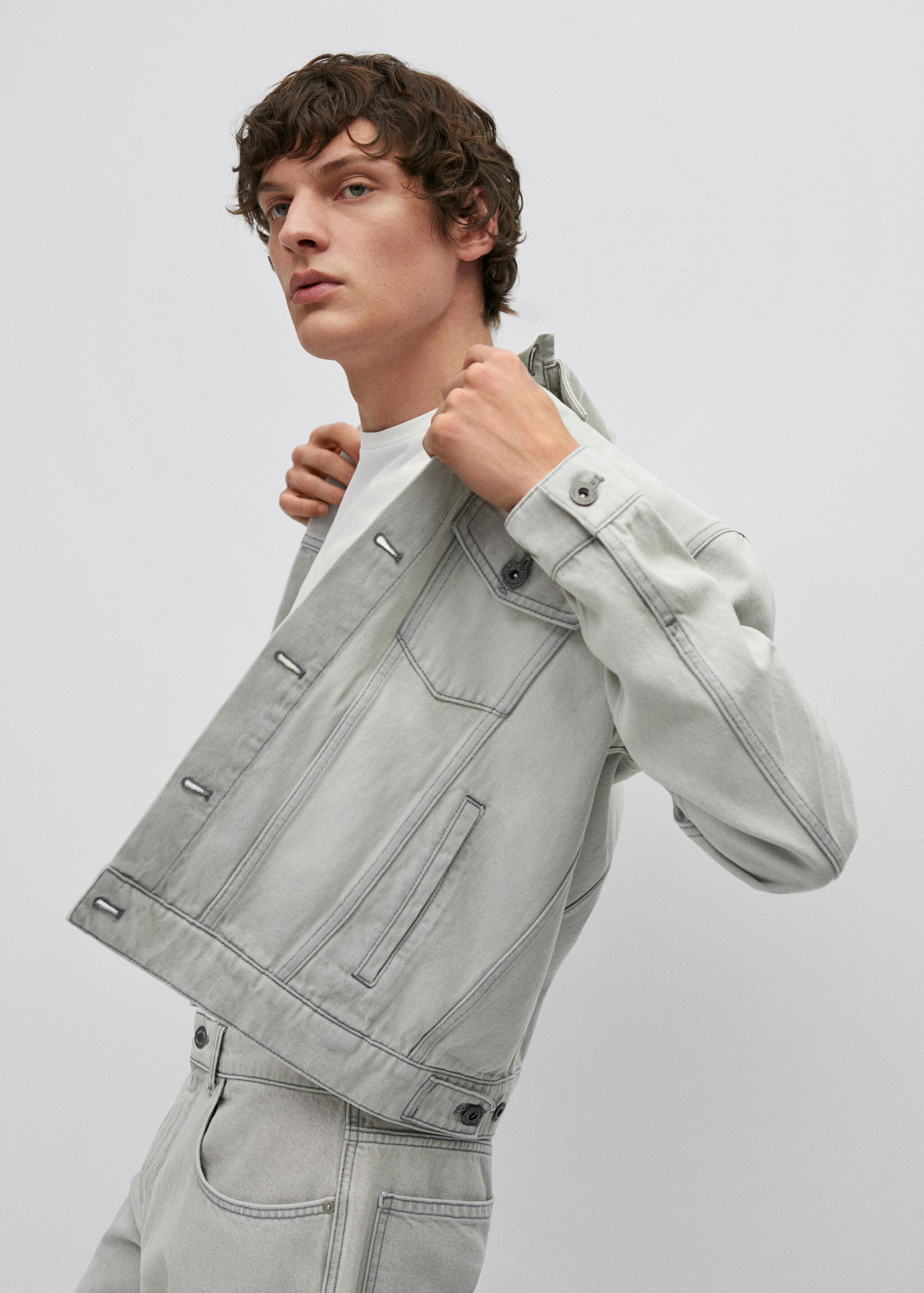 Cazadora denim lavado gris  claro  - Detalle del artículo 5
