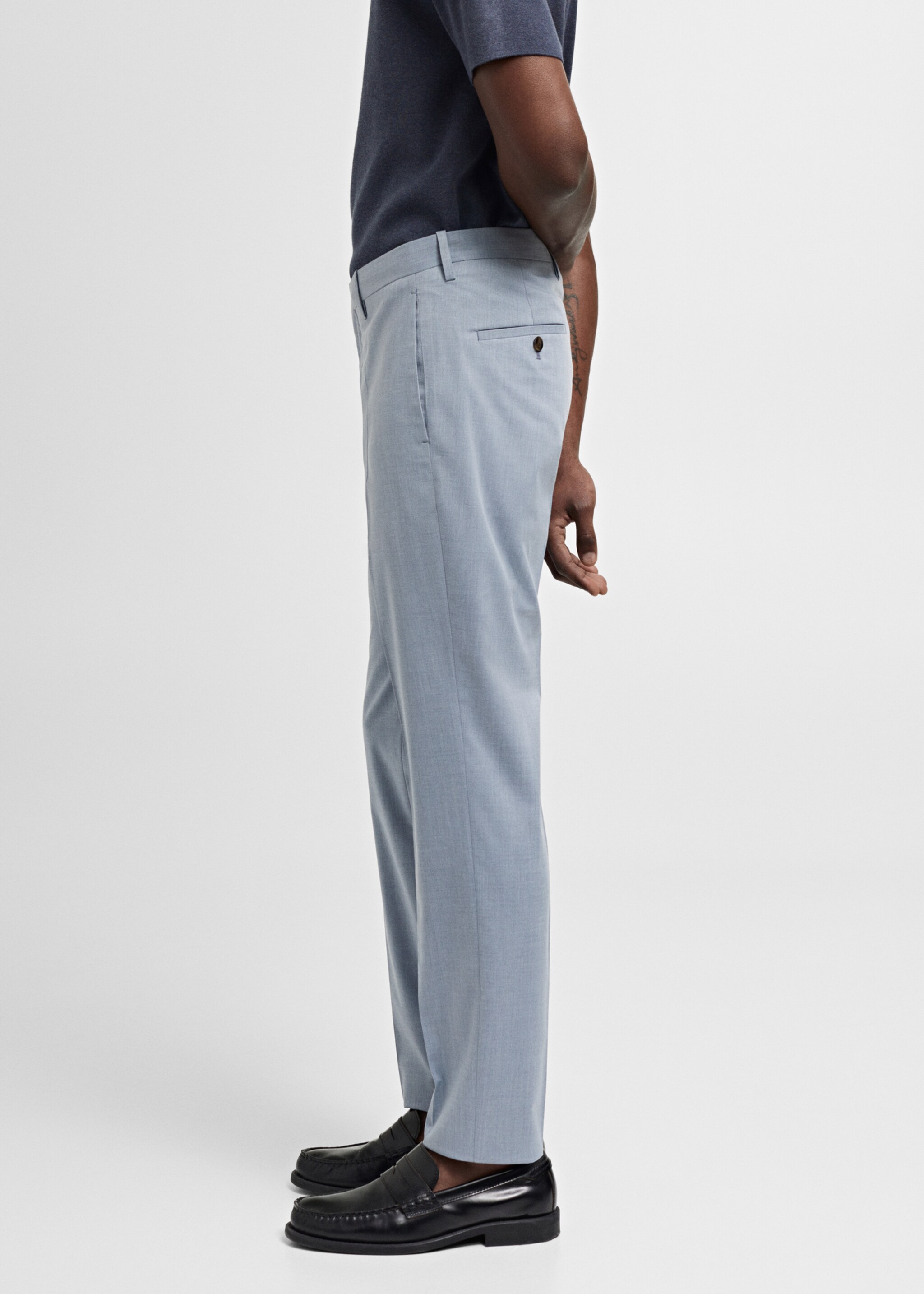 Stretch fabric super slim-fit suit trousers - Details of the article 2, Sky Blue. Ref: 67025985-00.