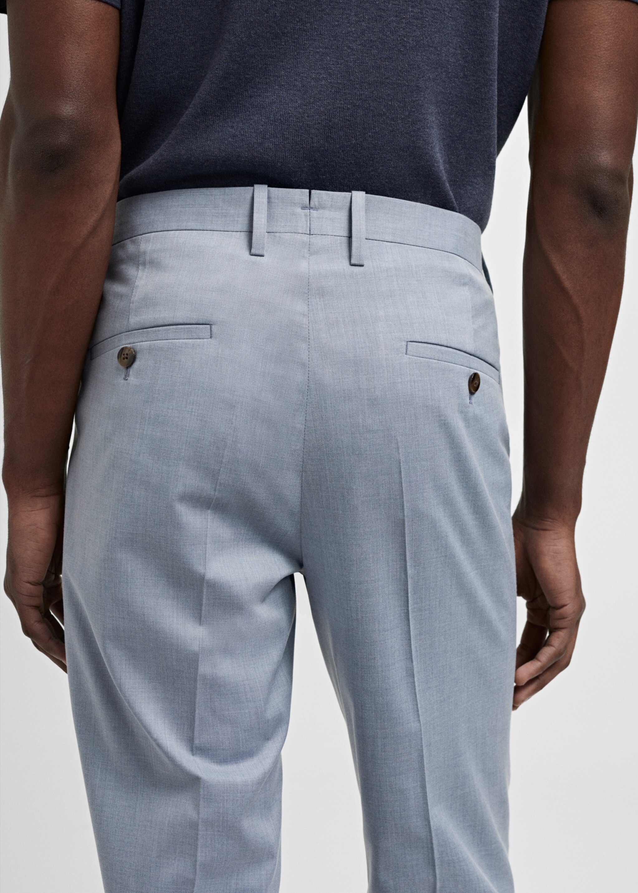 Stretch fabric super slim-fit suit trousers - Details of the article 4, Sky Blue. Ref: 67025985-00.
