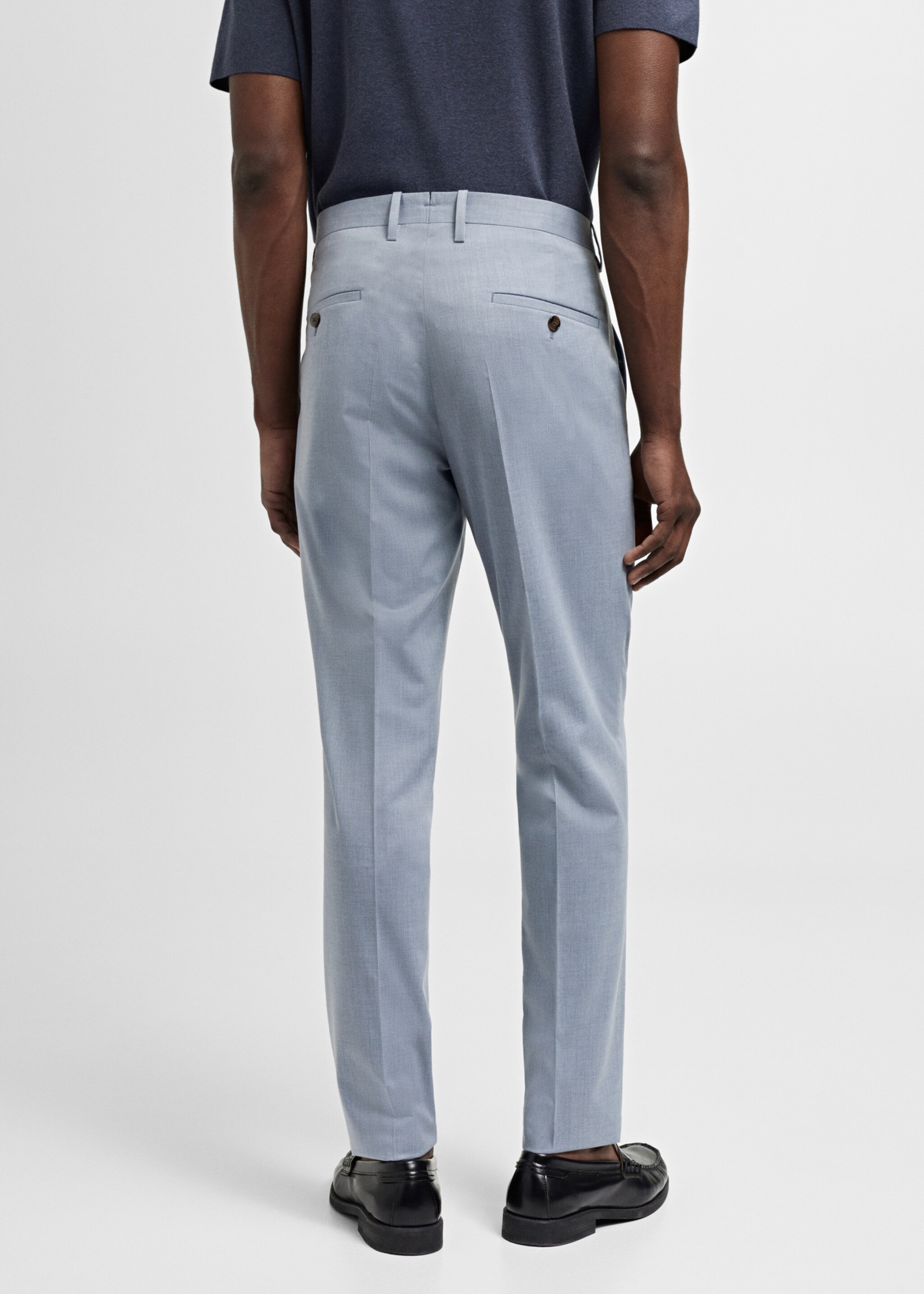 Stretch fabric super slim-fit suit trousers - Reverse of the article, Sky Blue. Ref: 67025985-00.