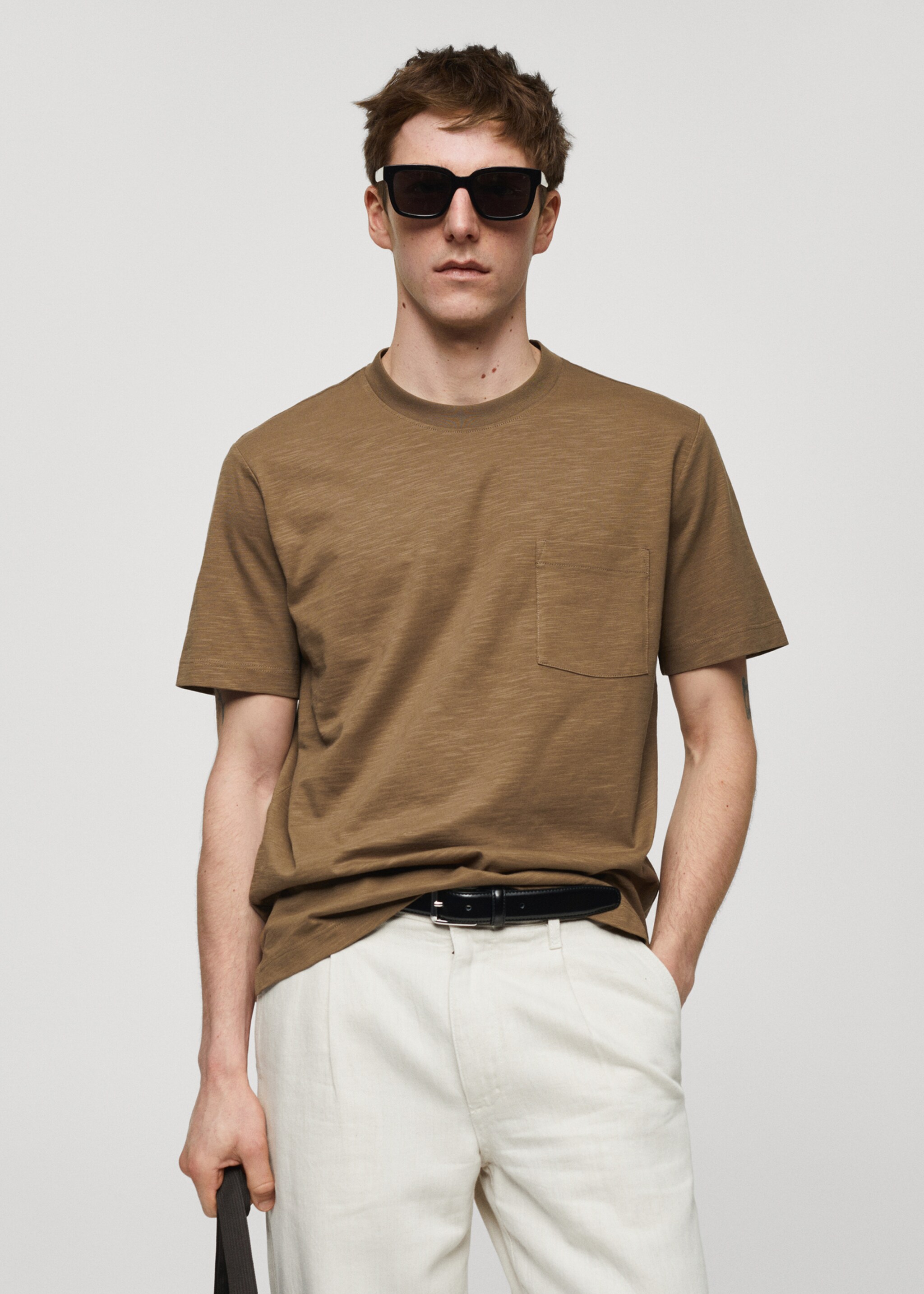 100% cotton t-shirt with pocket - Medium plane