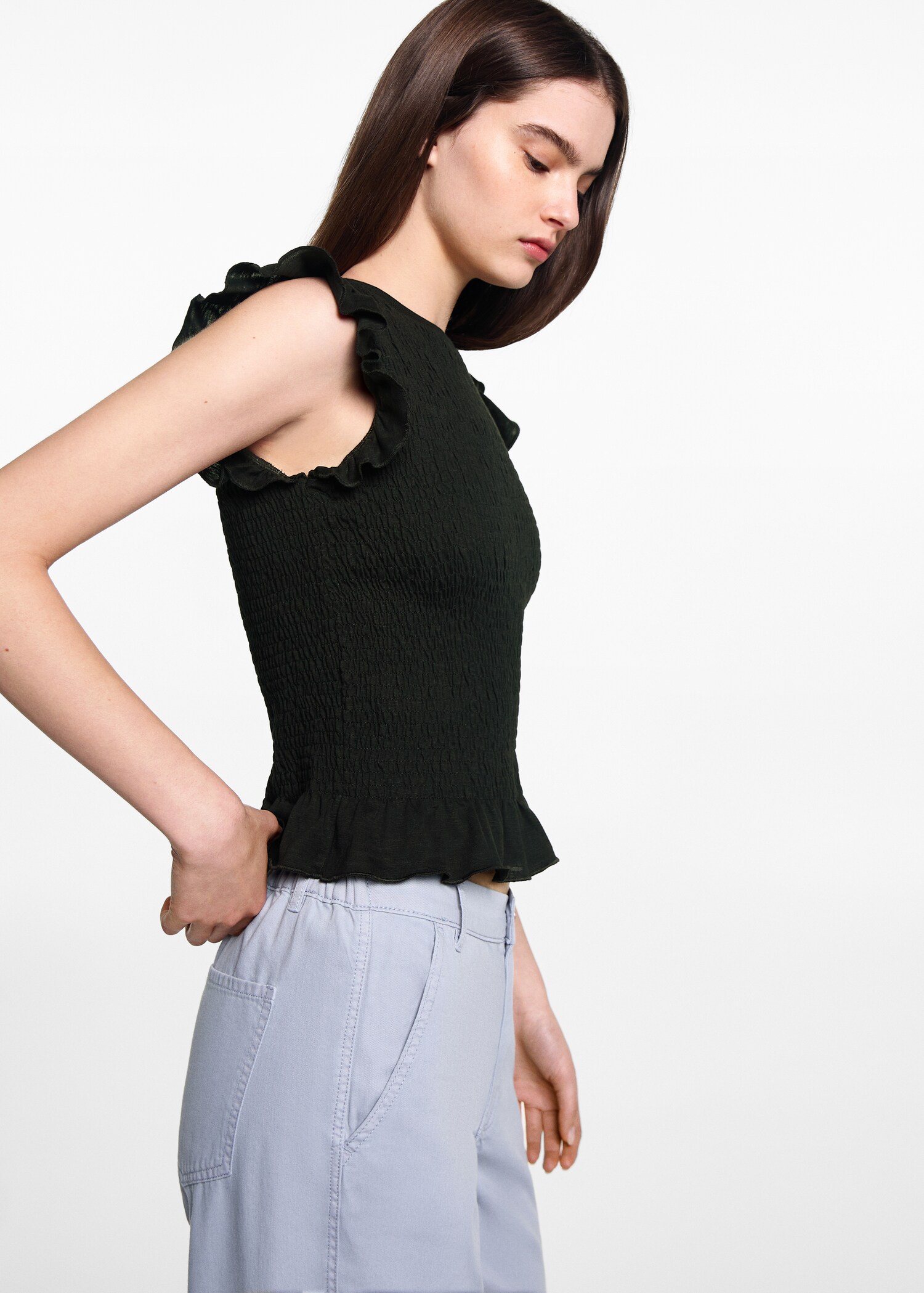 Ruffles ruched T-shirt - Medium plane