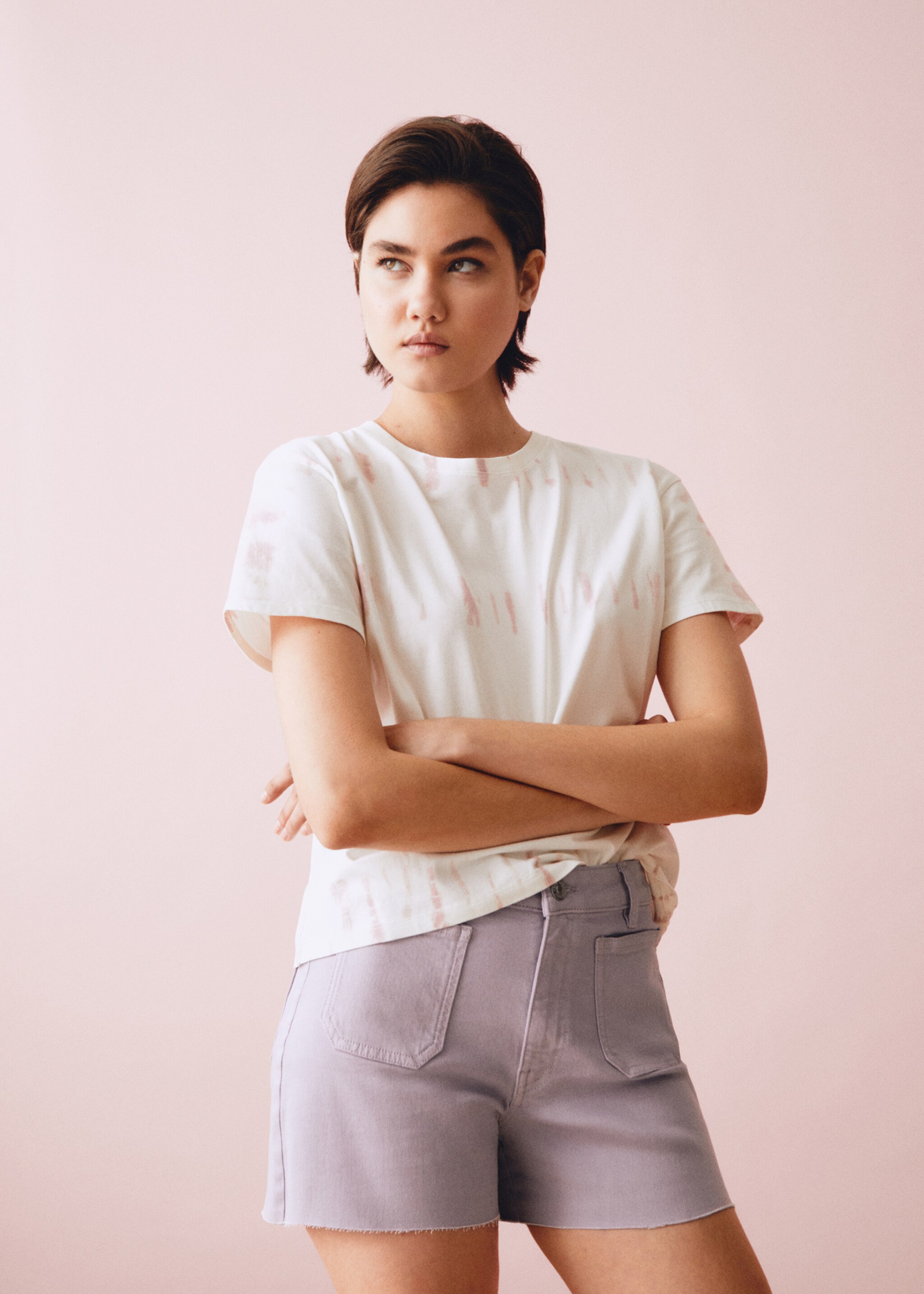 Cotton shorts with pockets - Details of the article 5, Lilac. Ref: 67026016-00.